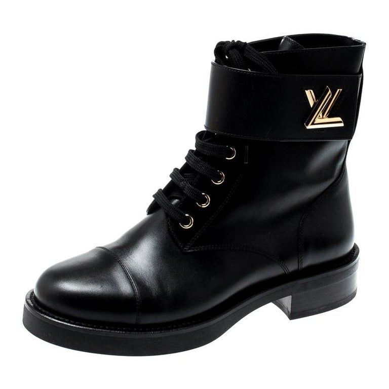 LOUIS VUITTON Black Leather Wonderland Ankle Boot Size 37.5 US 7.5 UK 4.5  AU 6.5