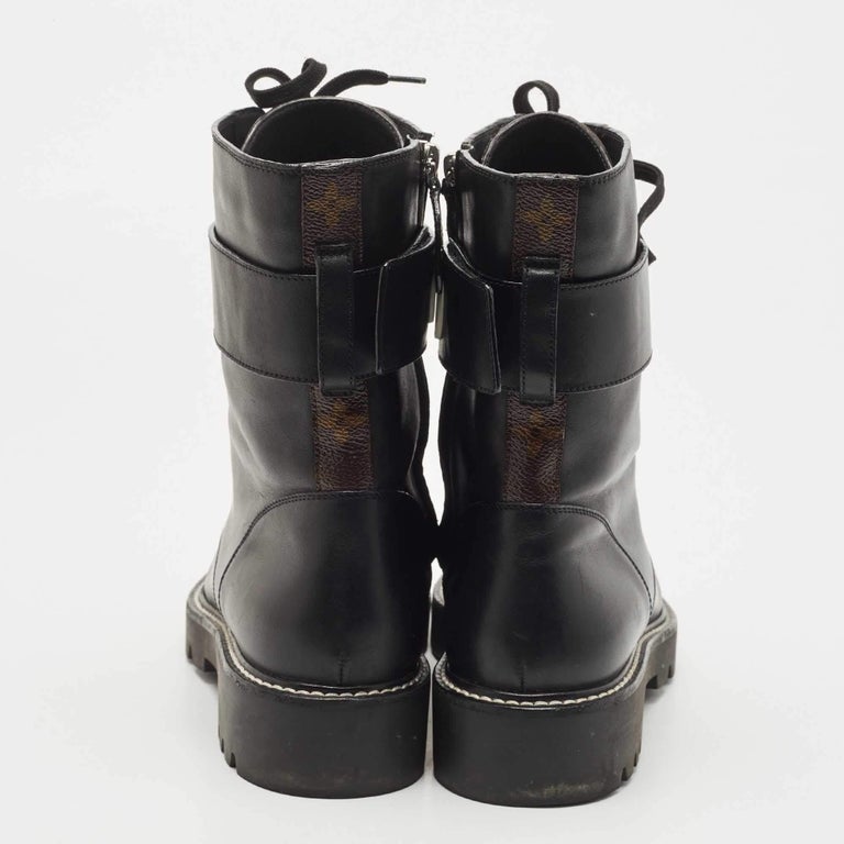 Louis Vuitton Black Leather Wonderland Ranger Ankle Length Combat Boots  Size 38