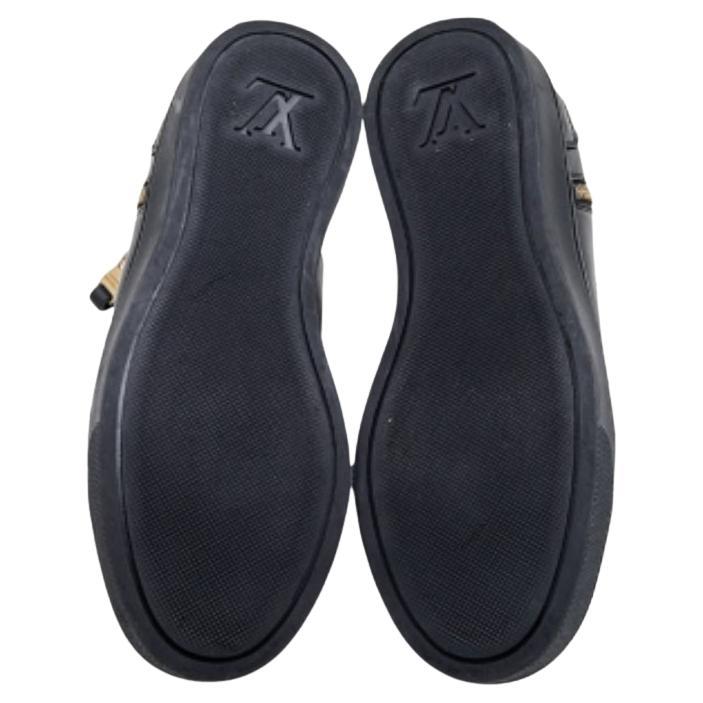 Louis Vuitton Black Leather Zip Detail High Top Sneakers Size 36.5 For Sale 4