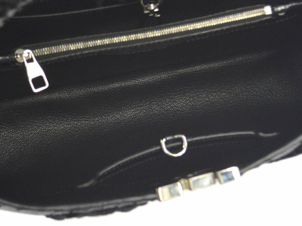 Louis Vuitton Black Lizard Crocodile Exotic Silver Top handle Satchel Bag in Box 2