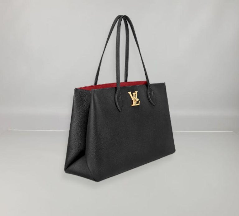 LOUIS VUITTON Lockme shopper bag in black with burgundy interior