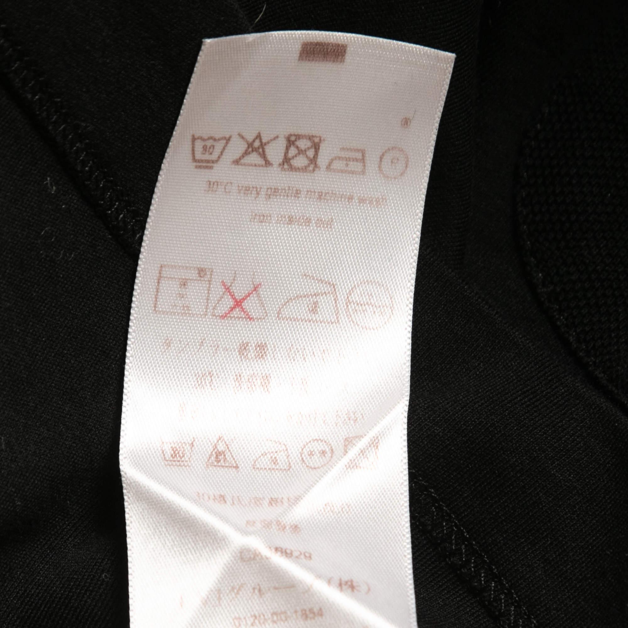 Men's Louis Vuitton Black Logo Embroidered Cotton Crew Neck Half Sleeve T-Shirt S