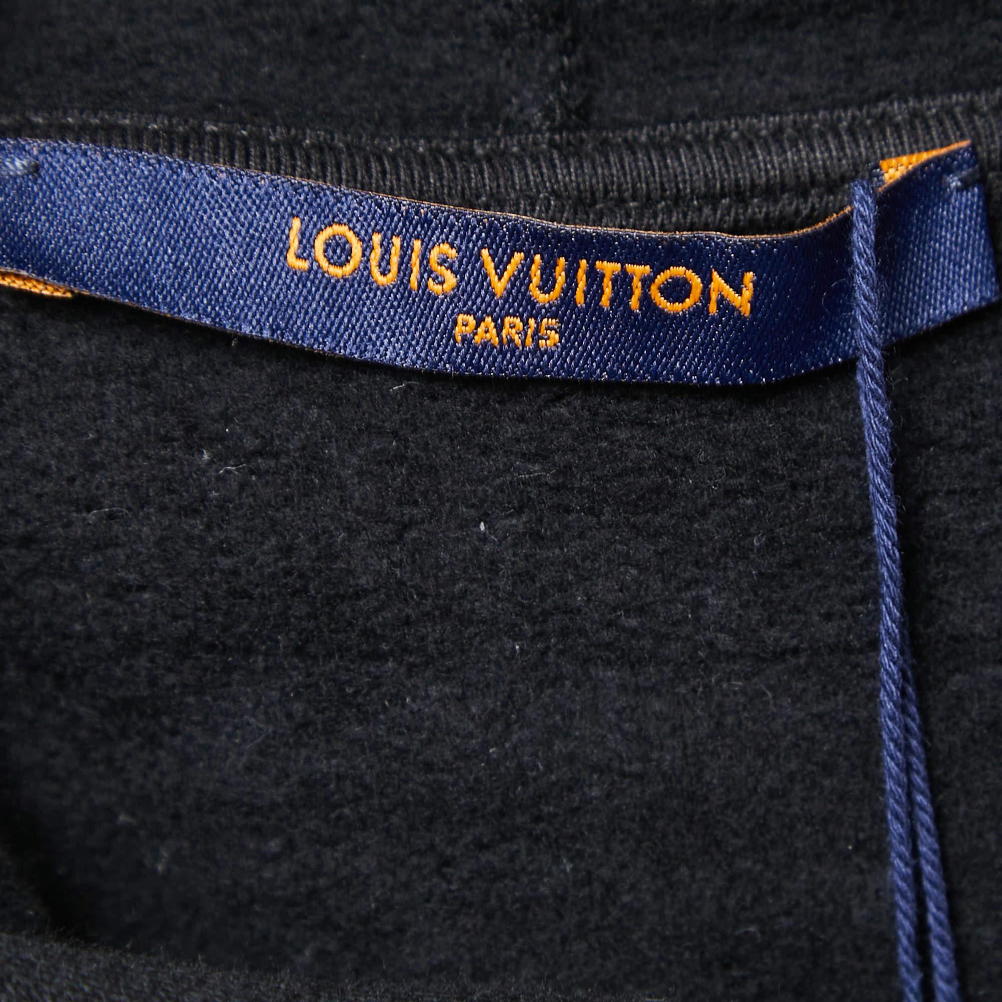 Women's Louis Vuitton Black Logo Print Cotton Hoodie M