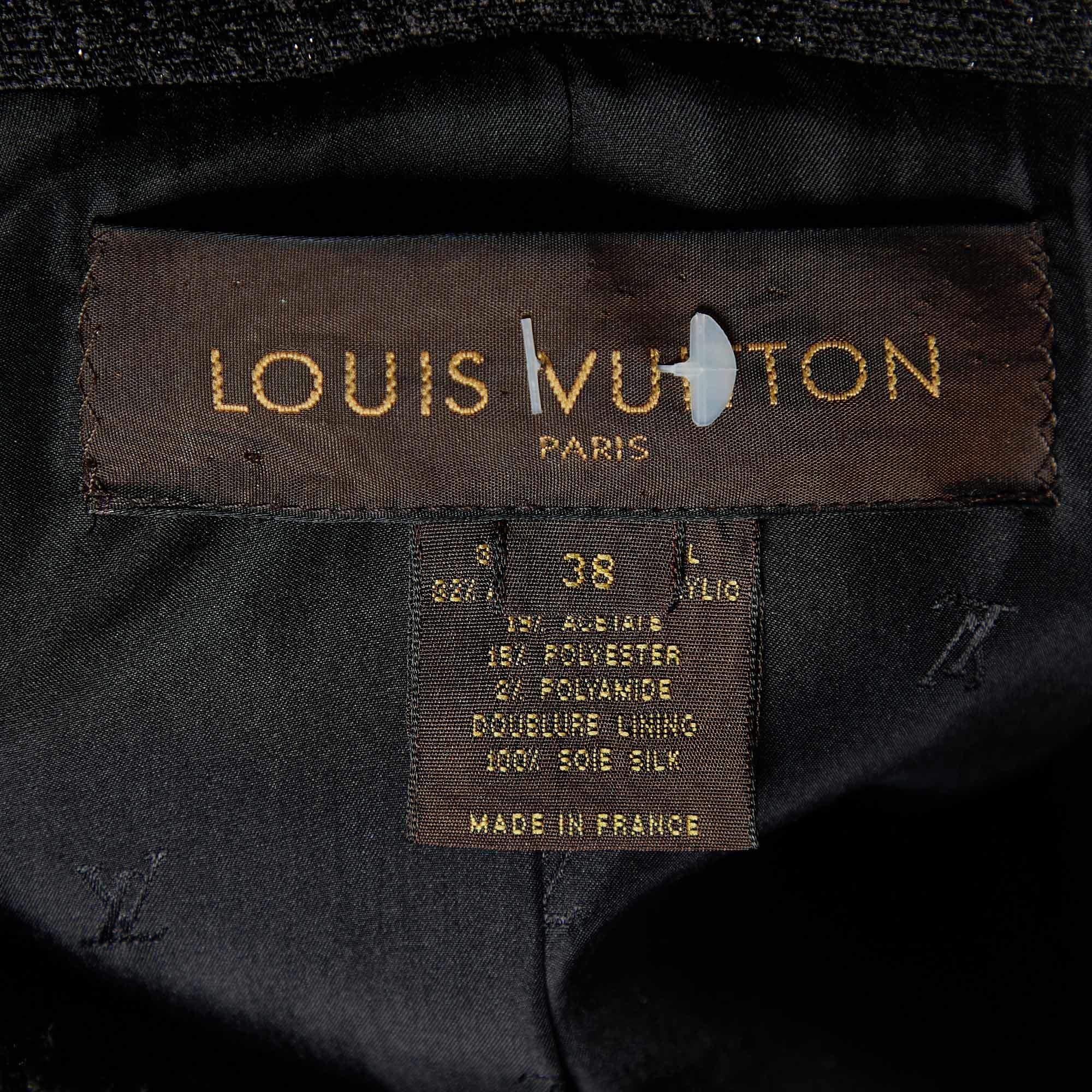 Louis Vuitton Black Lurex Wool Pea Coat M In Fair Condition For Sale In Dubai, Al Qouz 2