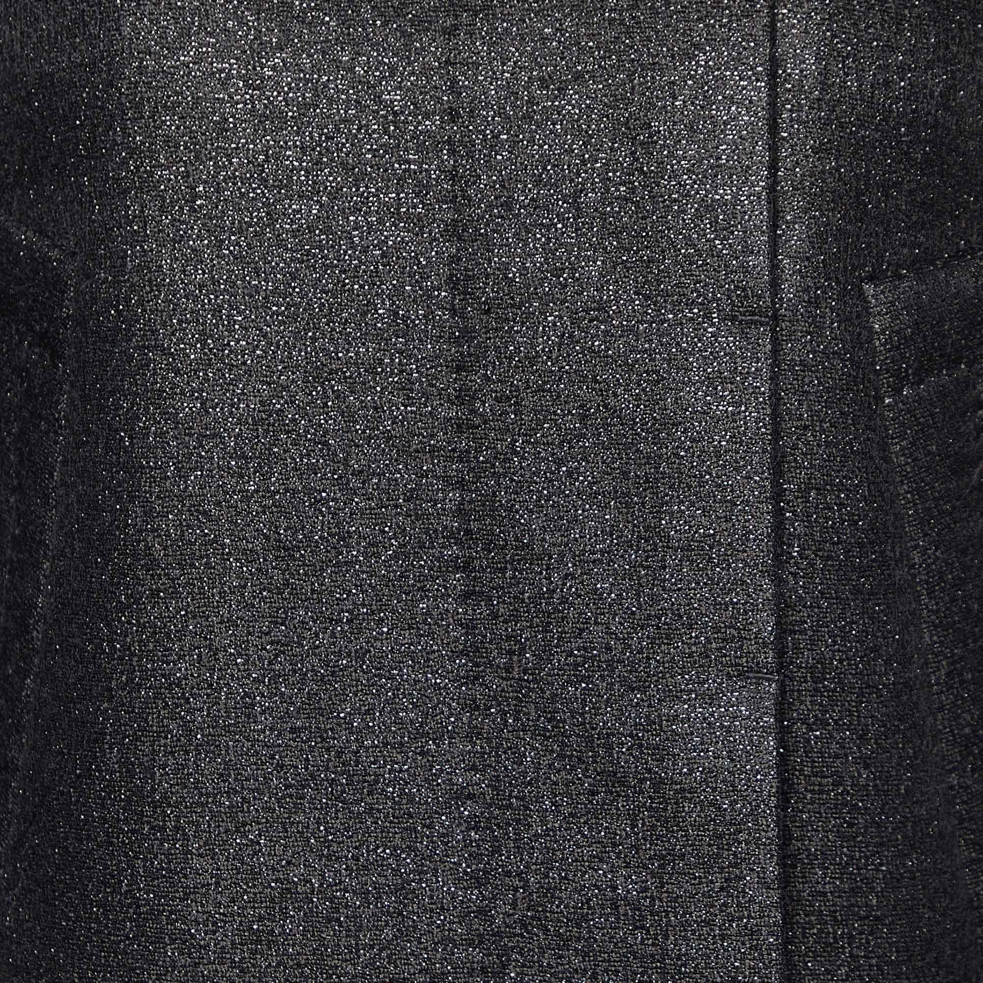 Louis Vuitton Black Lurex Wool Pea Coat M For Sale 1
