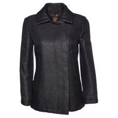 Used Louis Vuitton Black Lurex Wool Pea Coat M