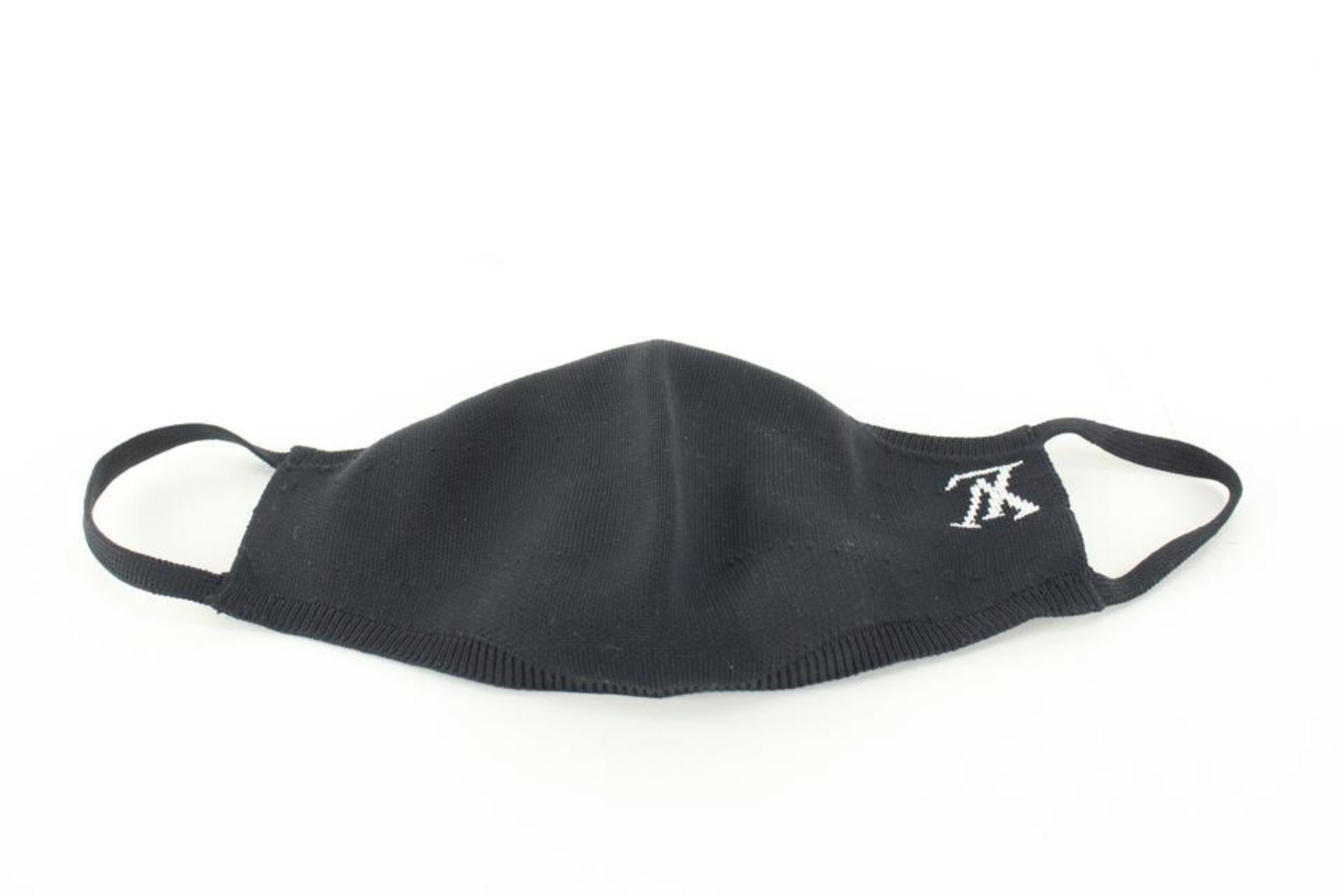 Women's Louis Vuitton Black LV Initial Knit Face Mask with Pouch 93lk526s