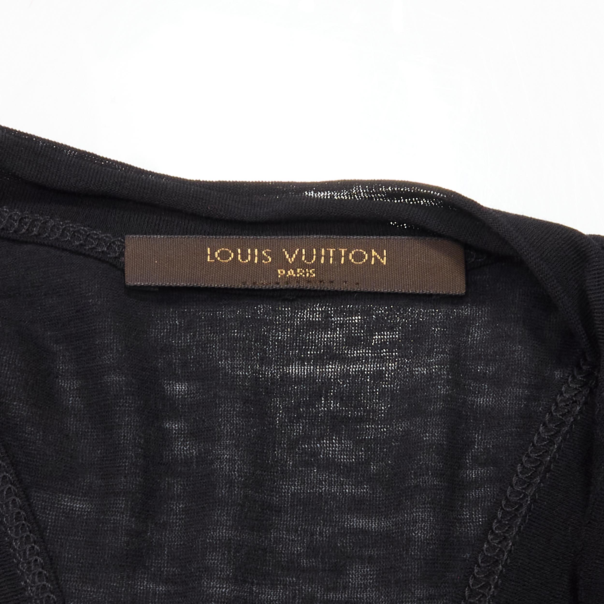LOUIS VUITTON black LV logo print twist shoulder layered hem tank top S 3