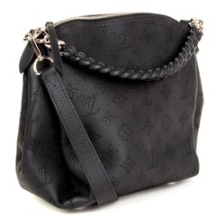 LOUIS VUITTON black Mahina leather BABYLONE CHAIN BB Shoulder Bag