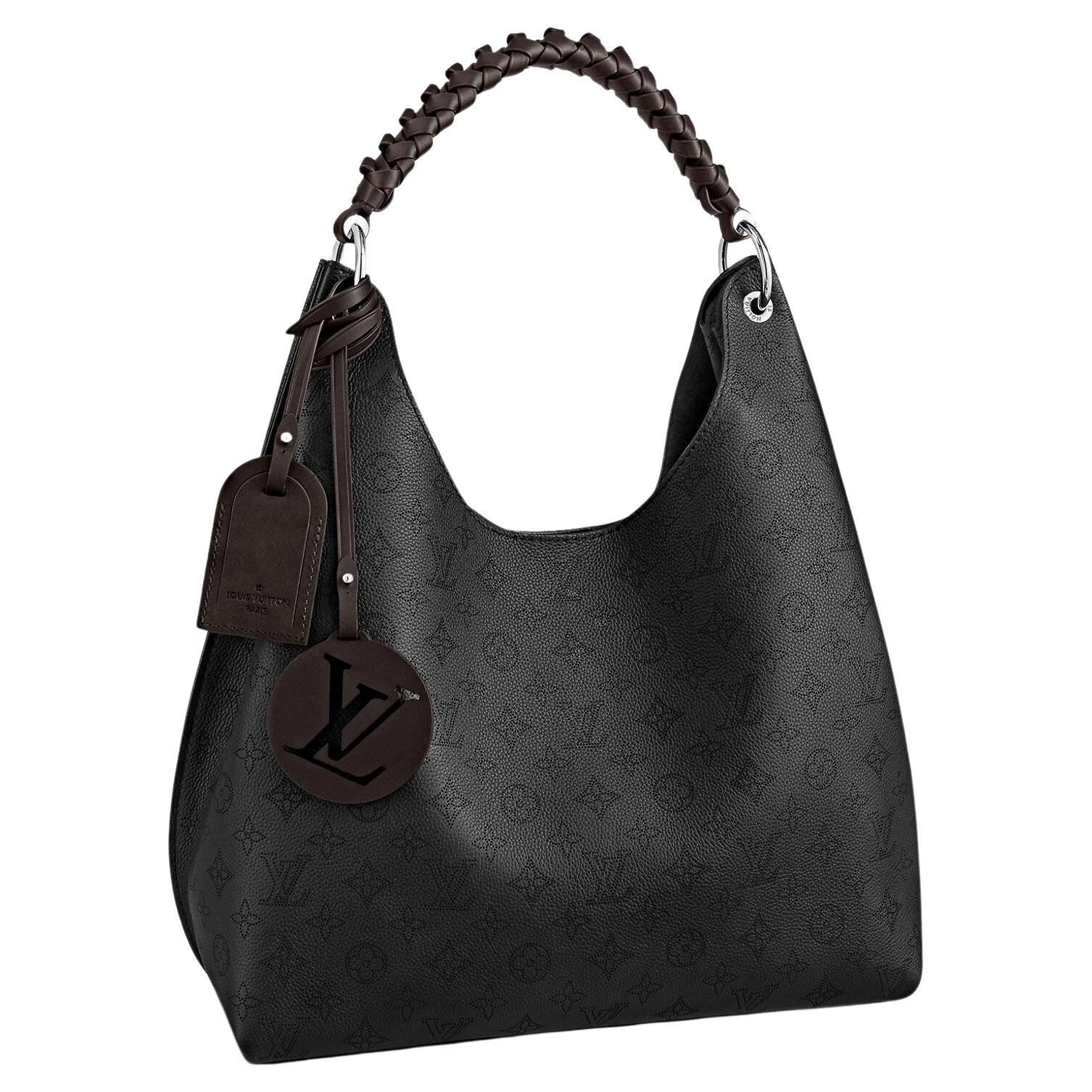 Louis Vuitton Black Mahina Leather Carmel Hobo Bag For Sale at 1stDibs