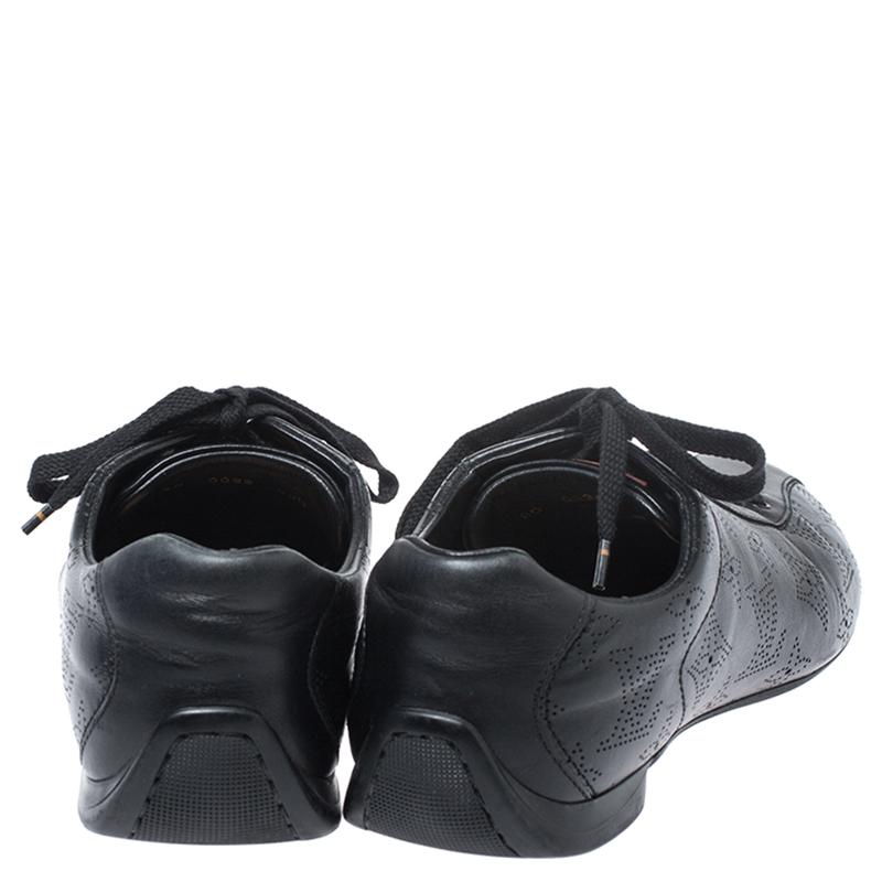 Men's Louis Vuitton Black Mahina Leather Low Top Sneakers Size 39.5