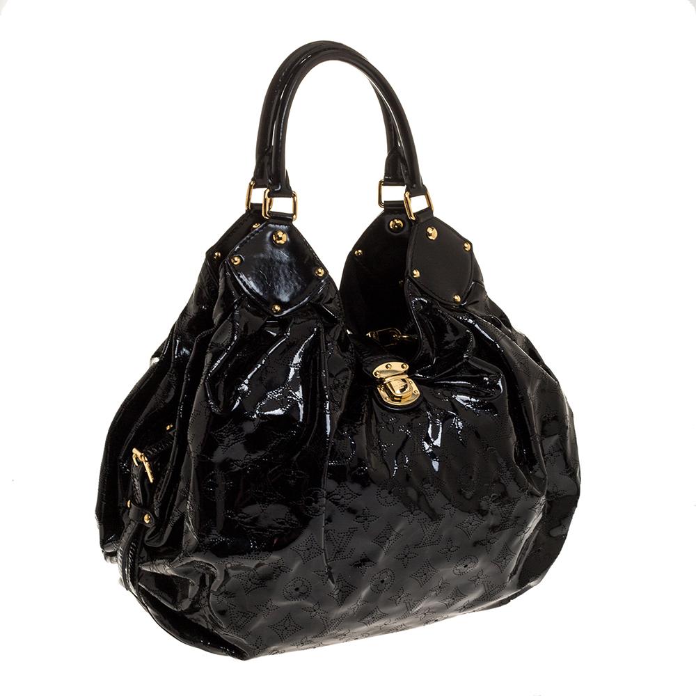 Louis Vuitton Black Mahina Patent Leather Limited Edition Surya XL Bag In Good Condition In Dubai, Al Qouz 2