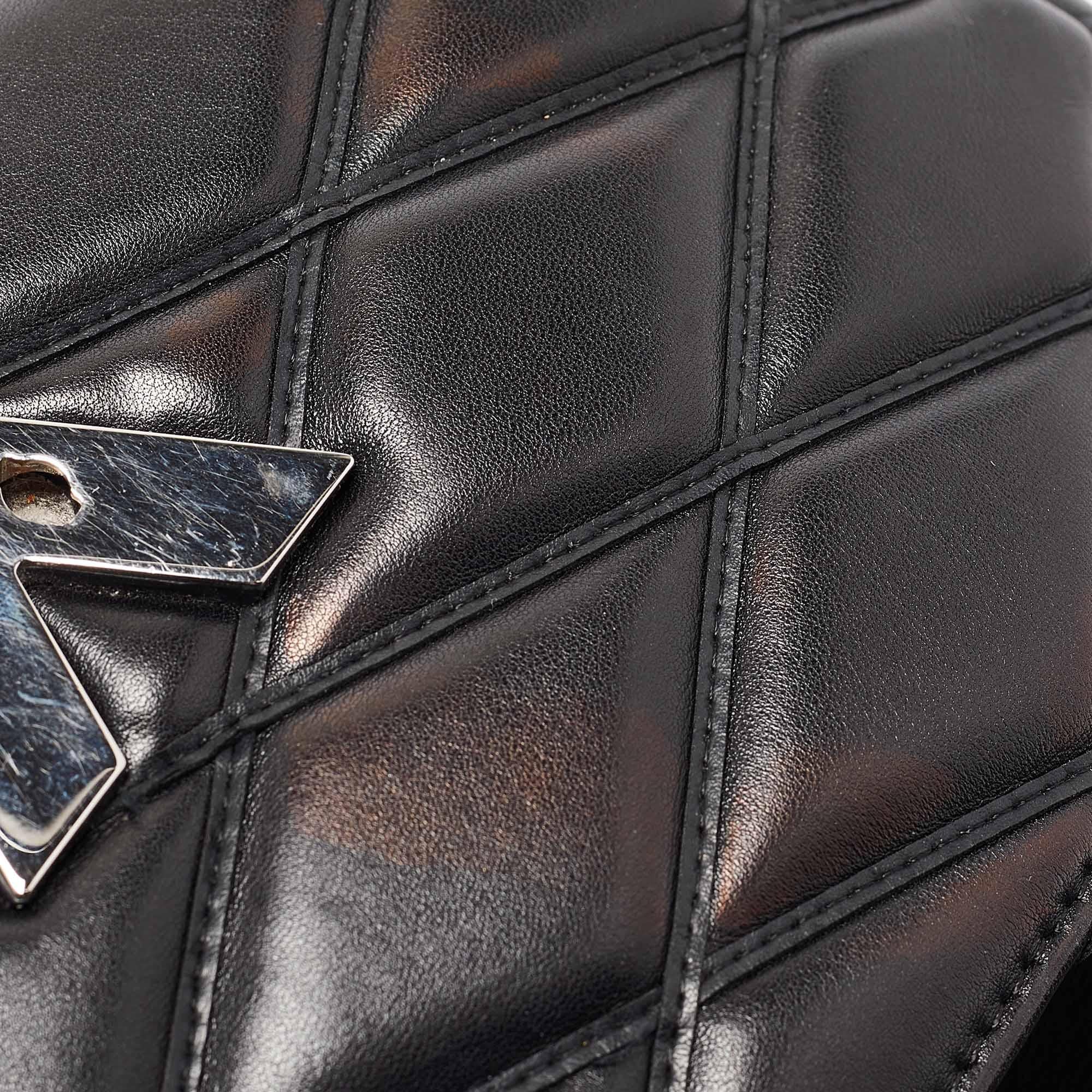 Louis Vuitton Black Malletage Leather GO-14 PM Bag For Sale 7