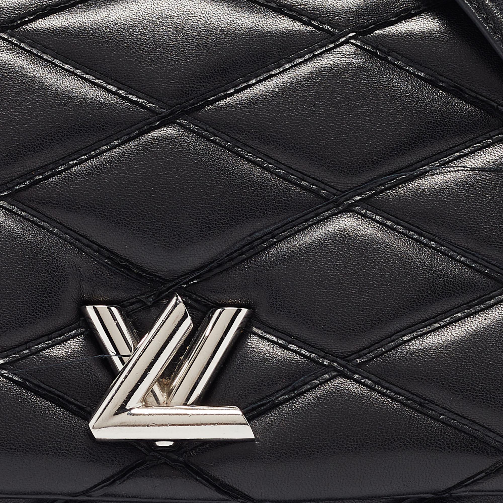 Louis Vuitton Black Malletage Leather GO-14 PM Bag For Sale 8