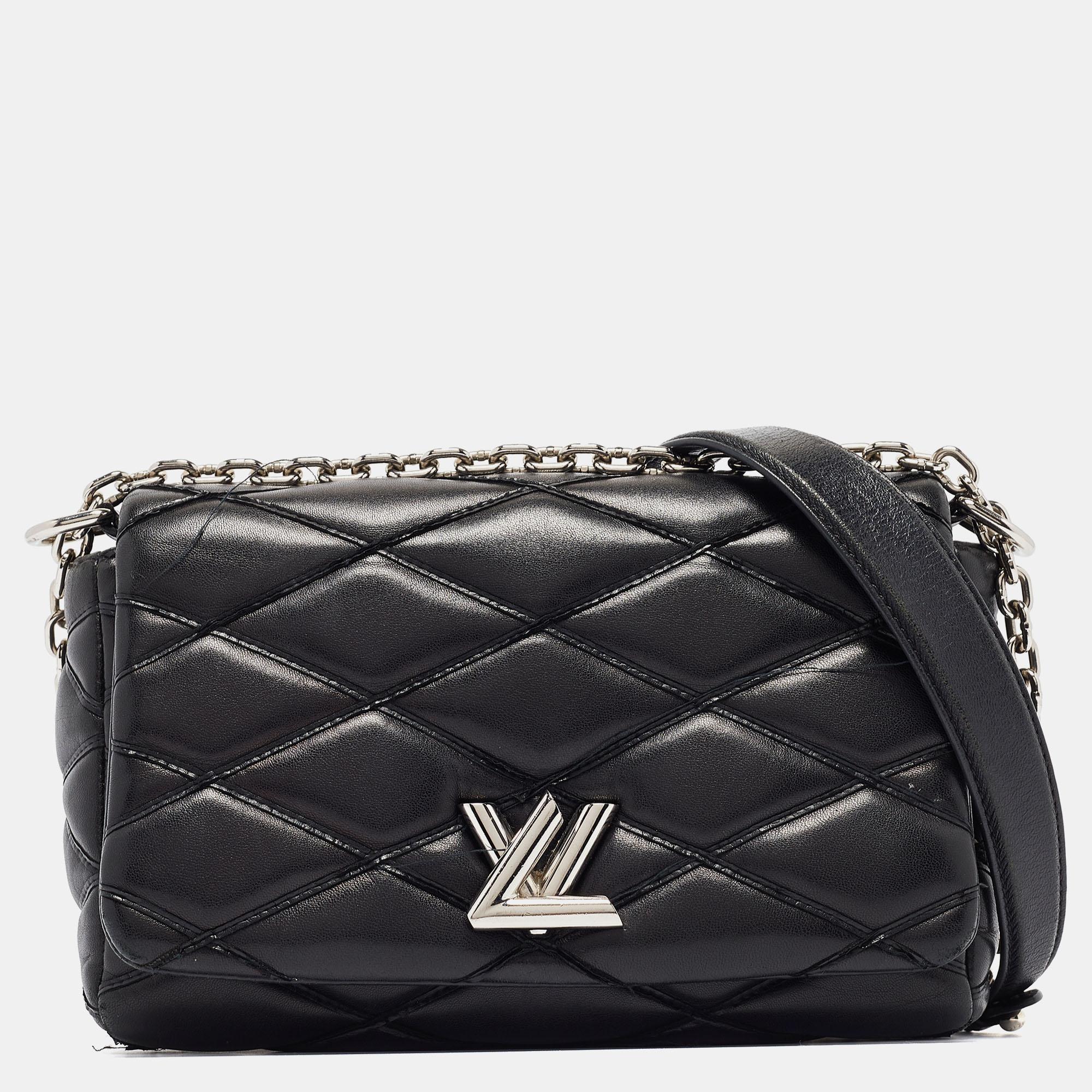 Louis Vuitton Black Malletage Leather GO-14 PM Bag For Sale 10