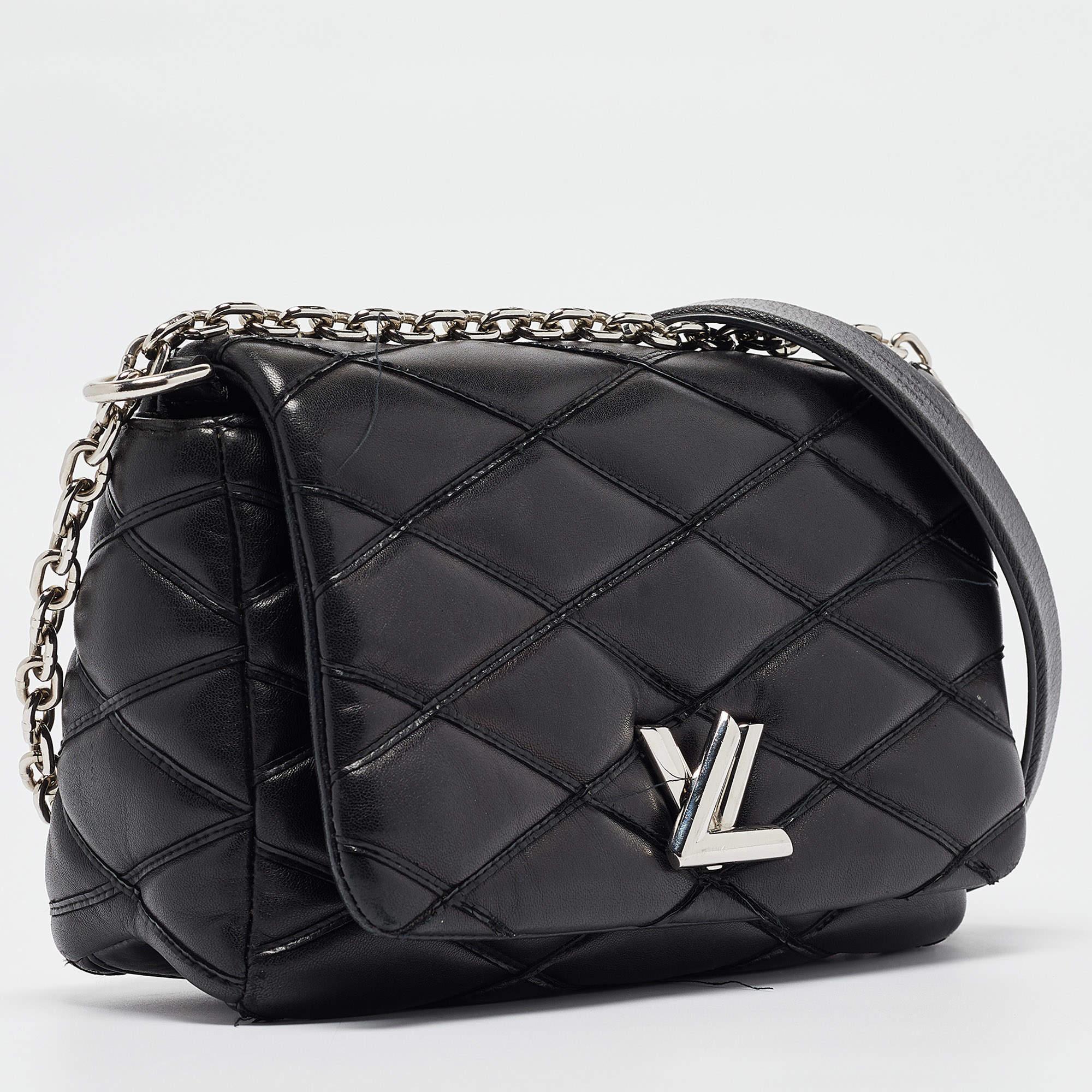 Women's Louis Vuitton Black Malletage Leather GO-14 PM Bag