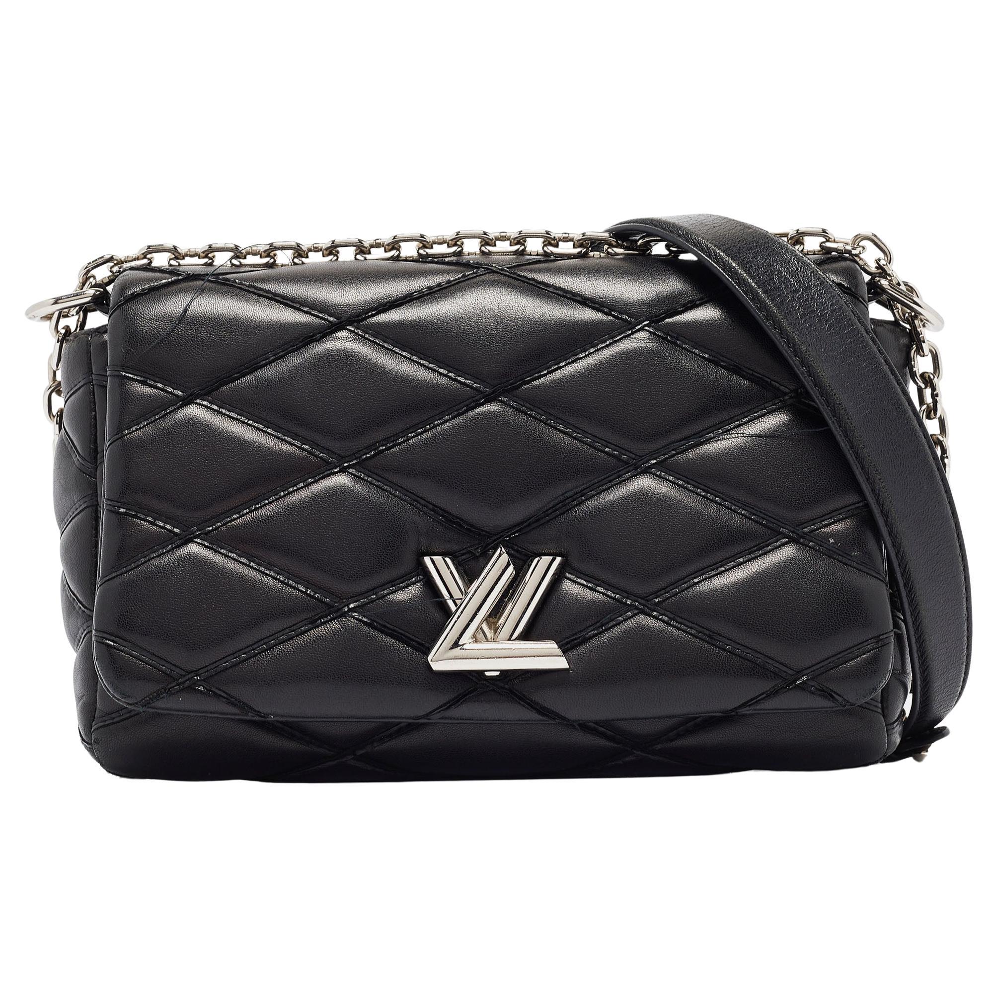 Louis Vuitton - Sac en cuir noir Malletage GO-14 PM en vente