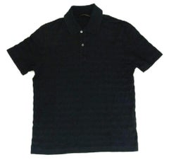 Louis Vuitton Black Men's Polo Logo Medium 164853 Lvtl187 Down Tee Shirt