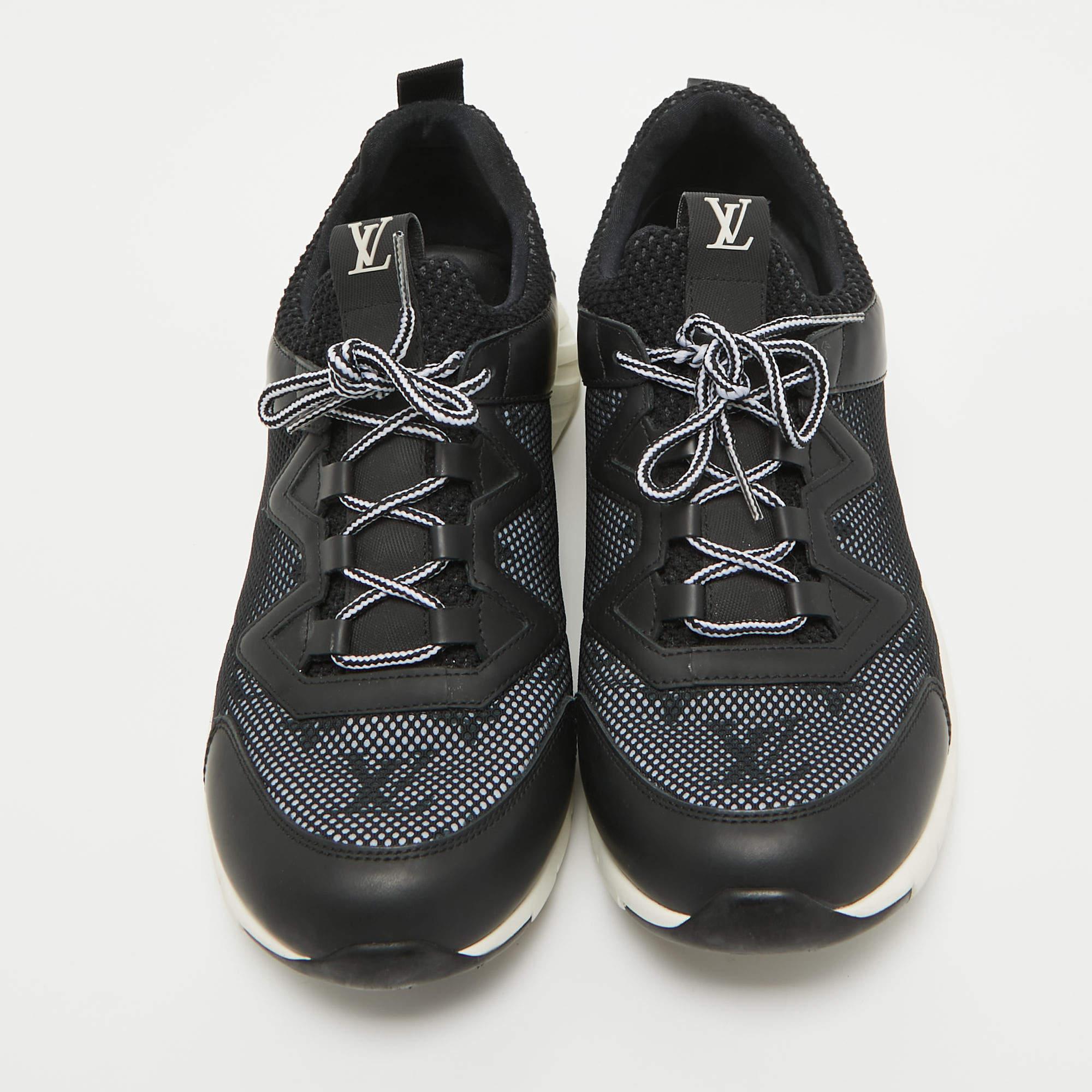Louis Vuitton Black Mesh and Leather Aftergame Sneakers Size 40 In Good Condition For Sale In Dubai, Al Qouz 2