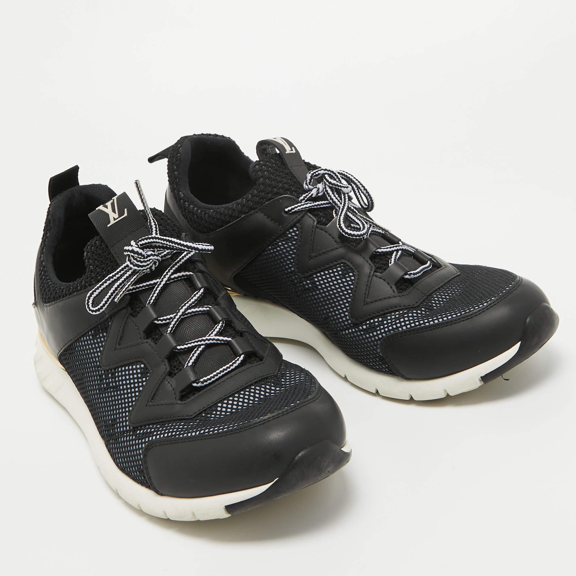Women's Louis Vuitton Black Mesh and Leather Aftergame Sneakers Size 40 For Sale