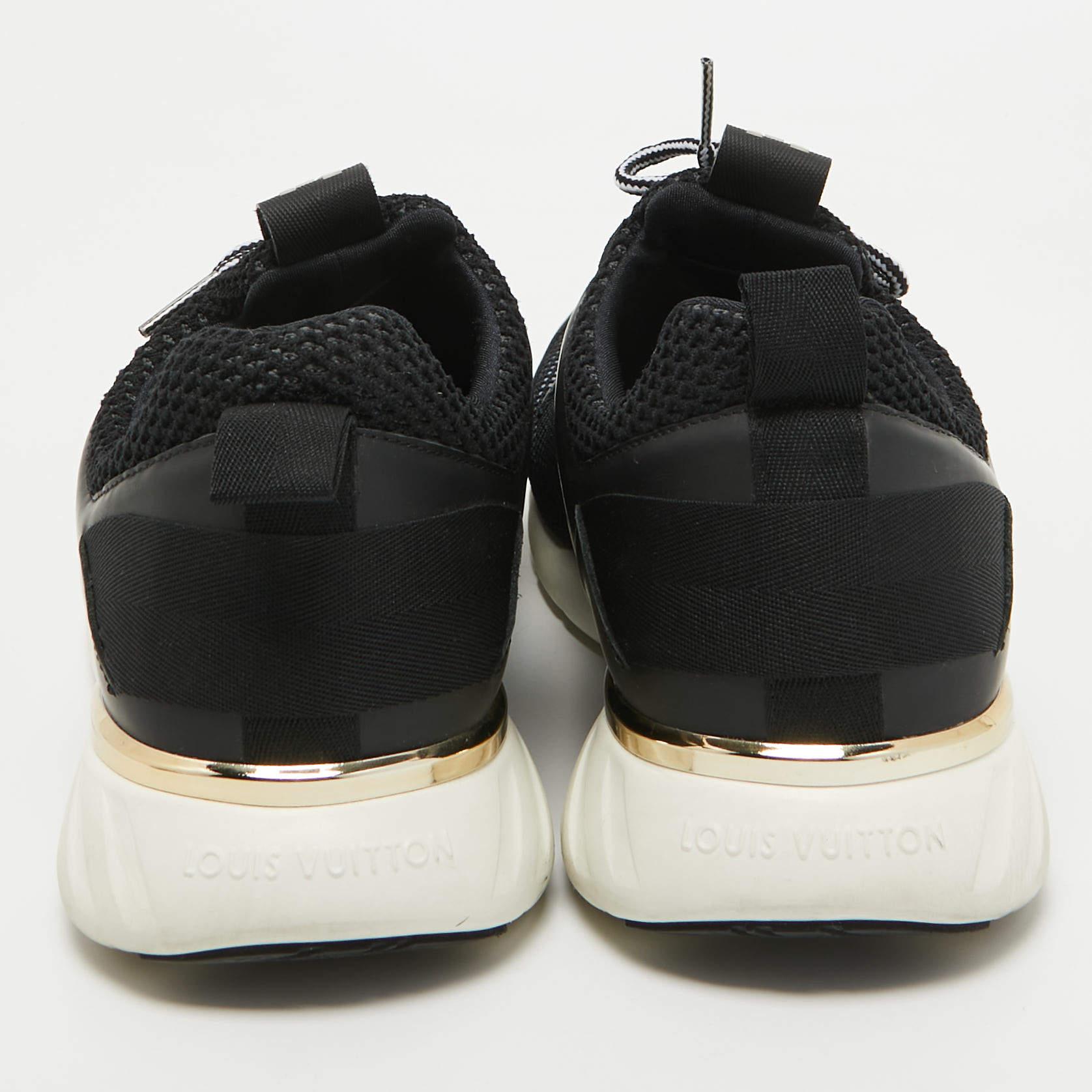Louis Vuitton Black Mesh and Leather Aftergame Sneakers Size 40 For Sale 1