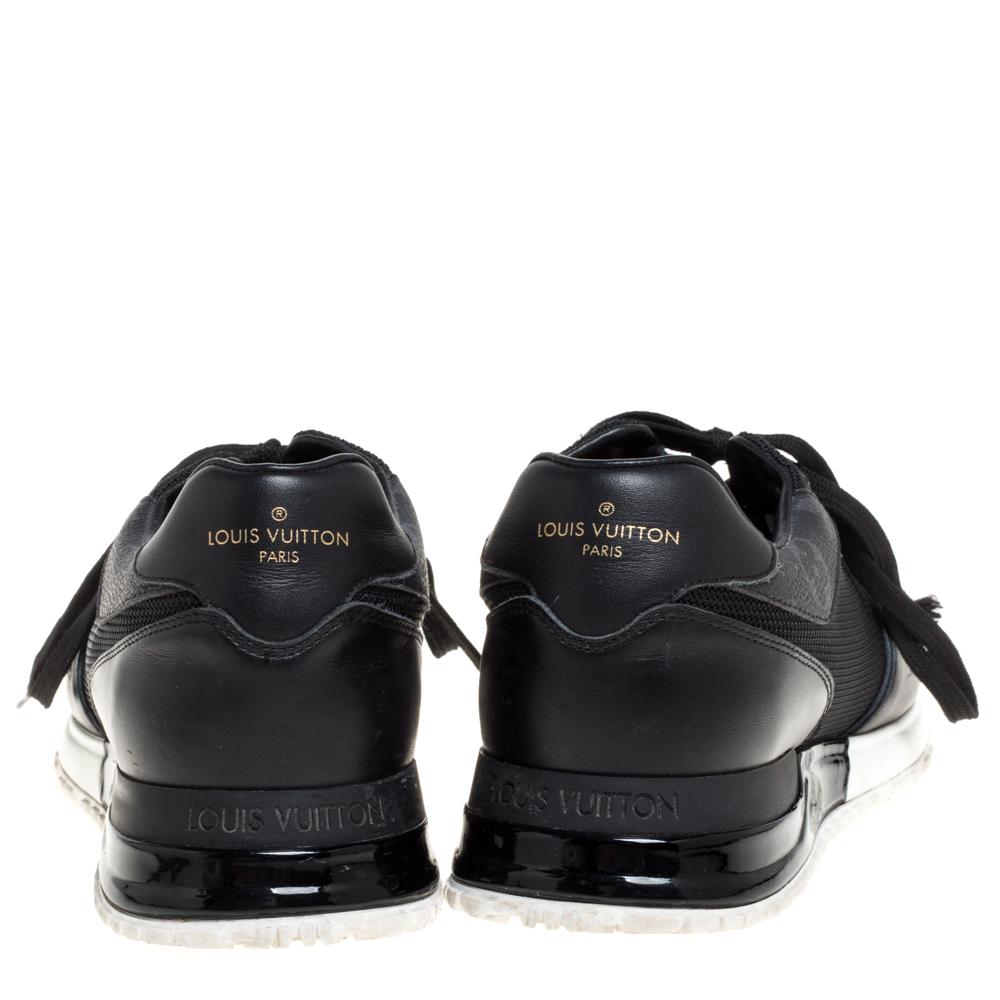 Men's Louis Vuitton Black Mesh And Leather Monogram Canvas Lace Up Sneakers Size 39
