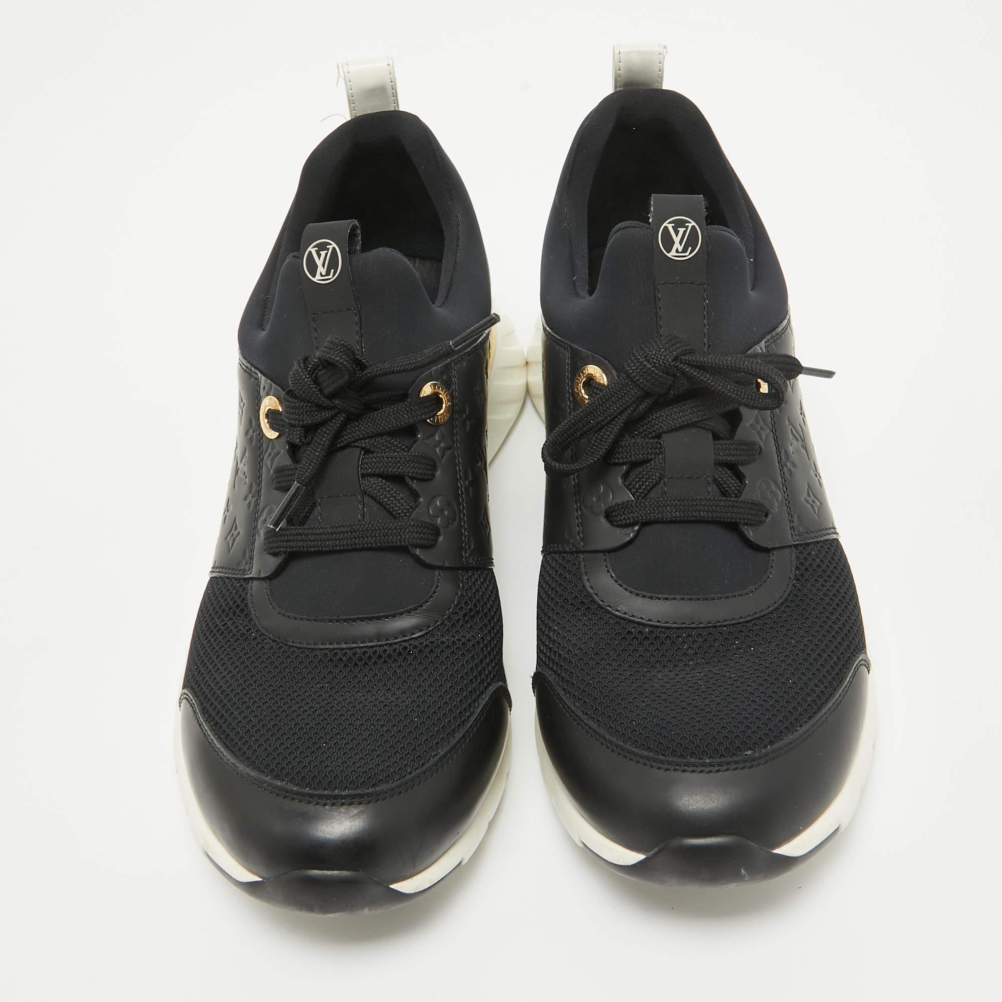 Louis Vuitton Black Mesh and Leather Trainer Sneakers Size 40 For Sale 5