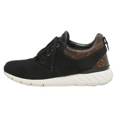 Louis Vuitton Black Mesh and Monogram Canvas Fastlane Sneakers Size 40.5