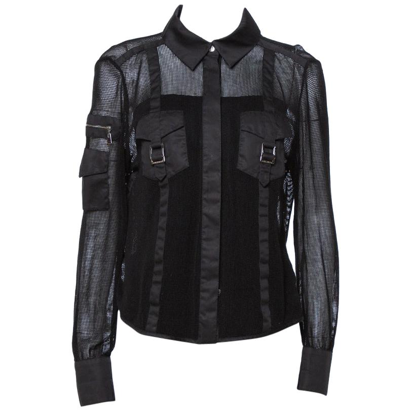 Louis Vuitton Black Mesh Button Front Shirt L