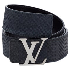 Louis Vuitton - Mini ceinture noire en damier avec initiales LV, 90CM