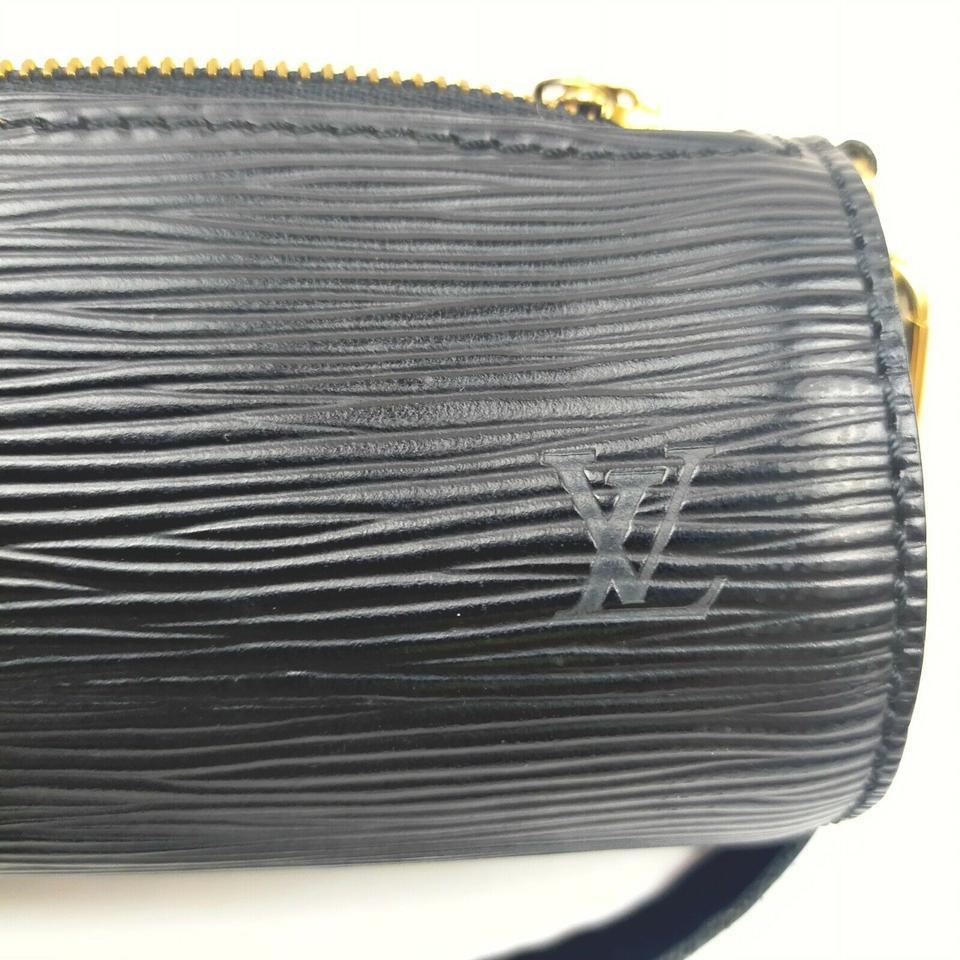 Women's Louis Vuitton Black Mini Soufflot Epi Leather Papillon Wristlet Pouch 862998