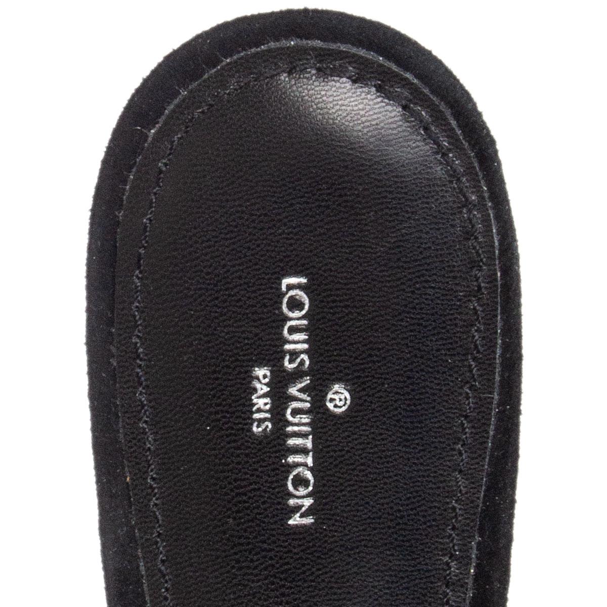 Black LOUIS VUITTON black MINK EMBELLISHED Slides Sandals Shoes 39