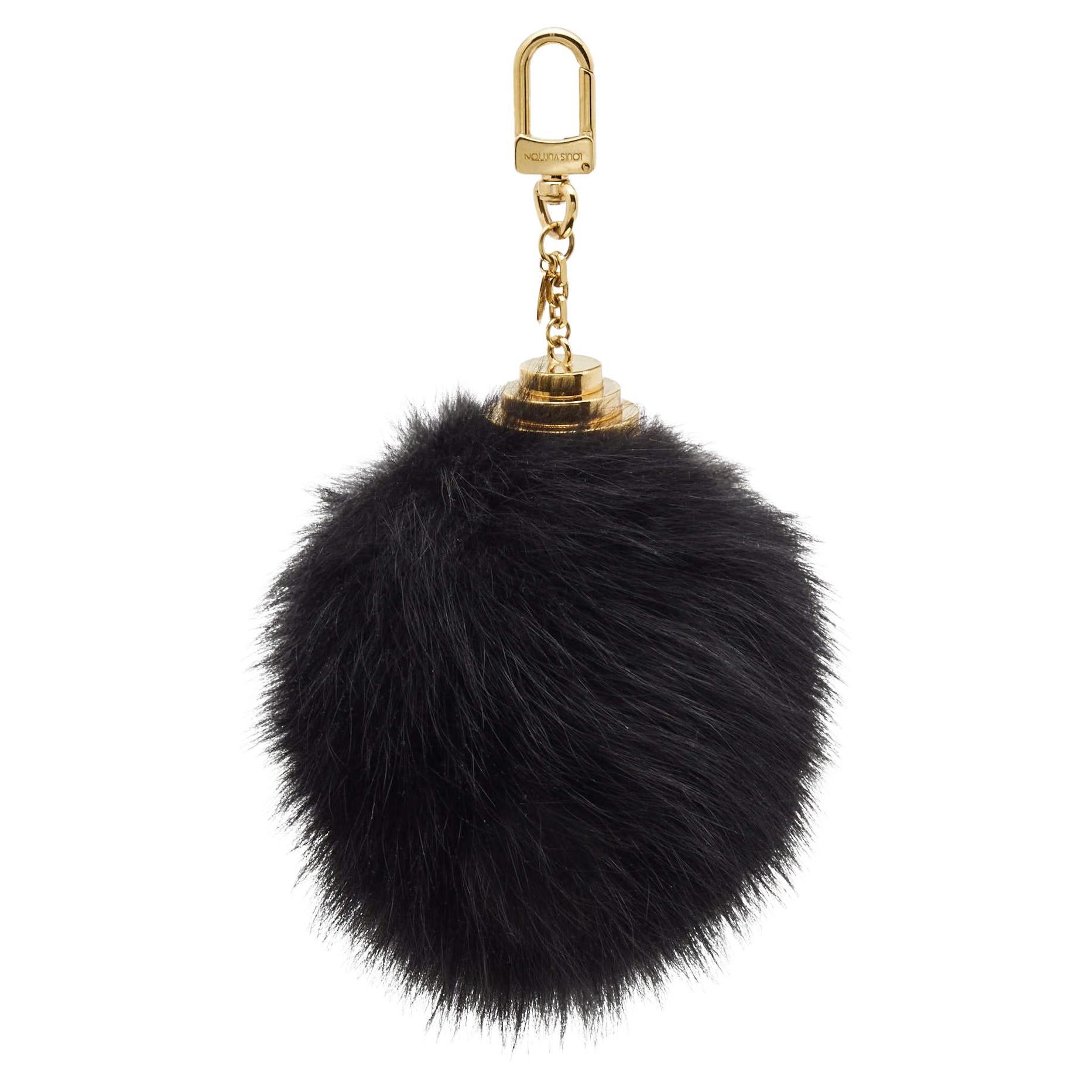Porte-clés Lovely en fourrure de vison noire Louis Vuitton en vente
