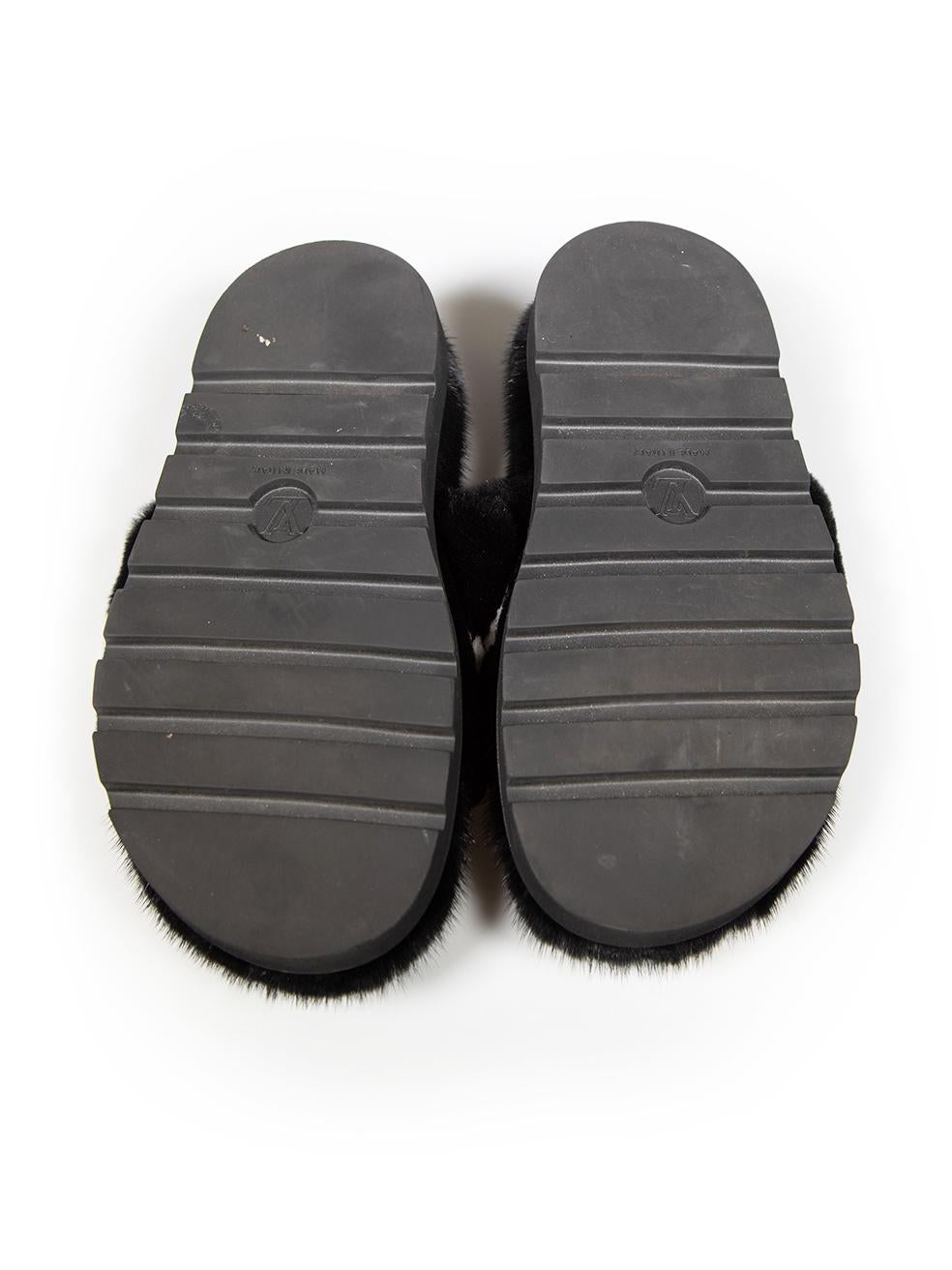 Women's Louis Vuitton Black Mink Fur Pool Pillow Slides Size IT 38