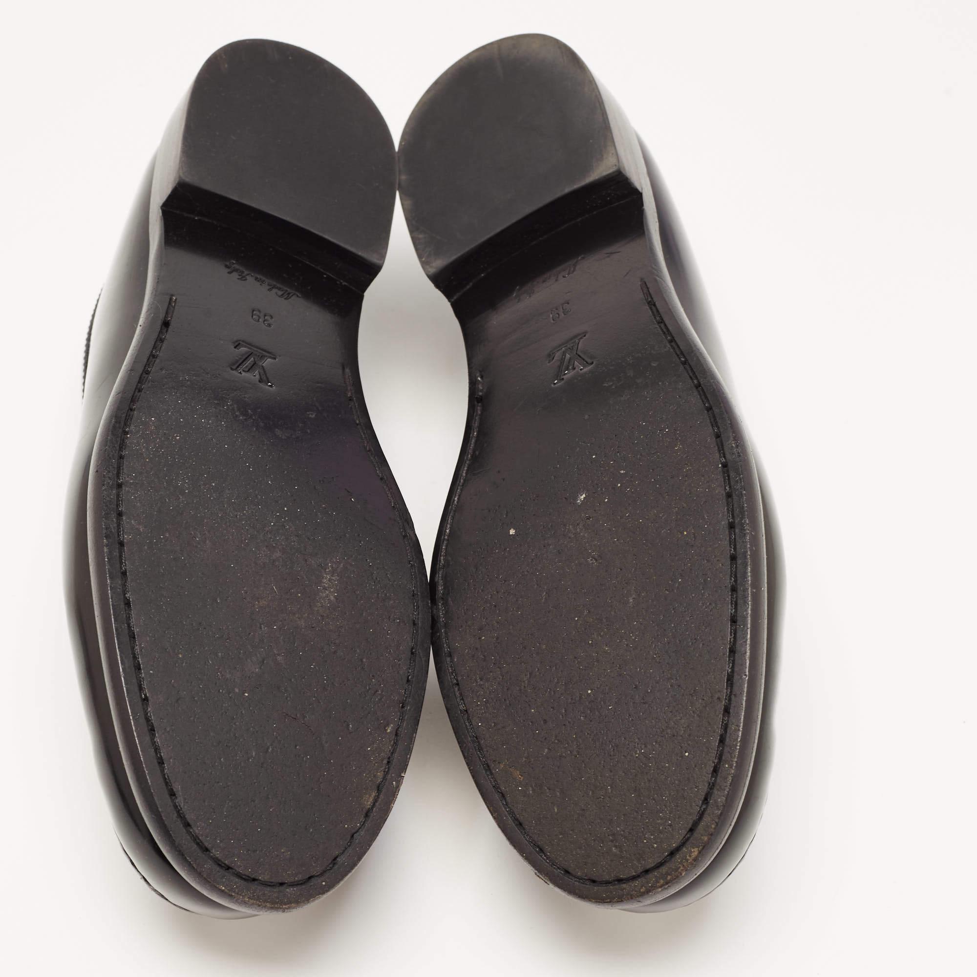 Louis Vuitton Black Monogram Canvas and Leather Academy Loafers Size 39 3