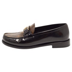 Louis Vuitton Black Monogram Canvas and Leather Academy Loafers Size 39