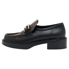 Louis Vuitton Black Monogram Canvas and Leather Academy Loafers Size 41