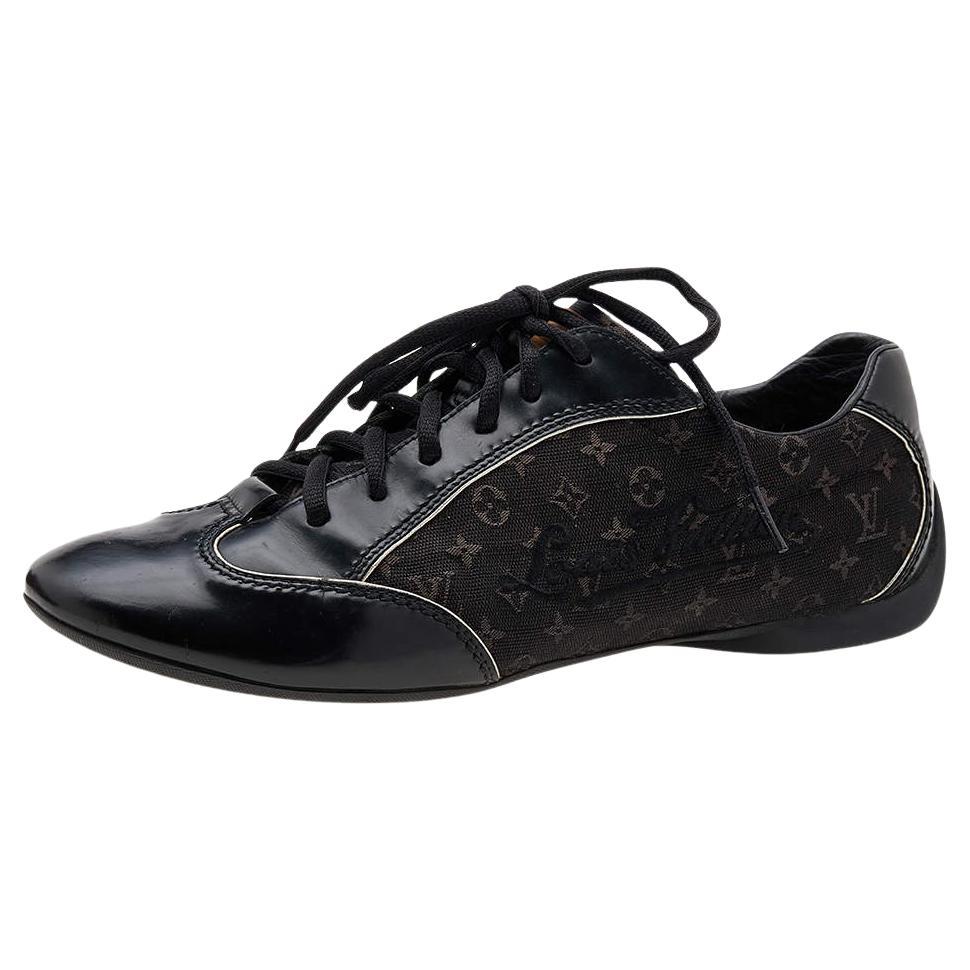 Louis Vuitton Black Monogram Canvas and Leather Low Top Sneakers Size 39