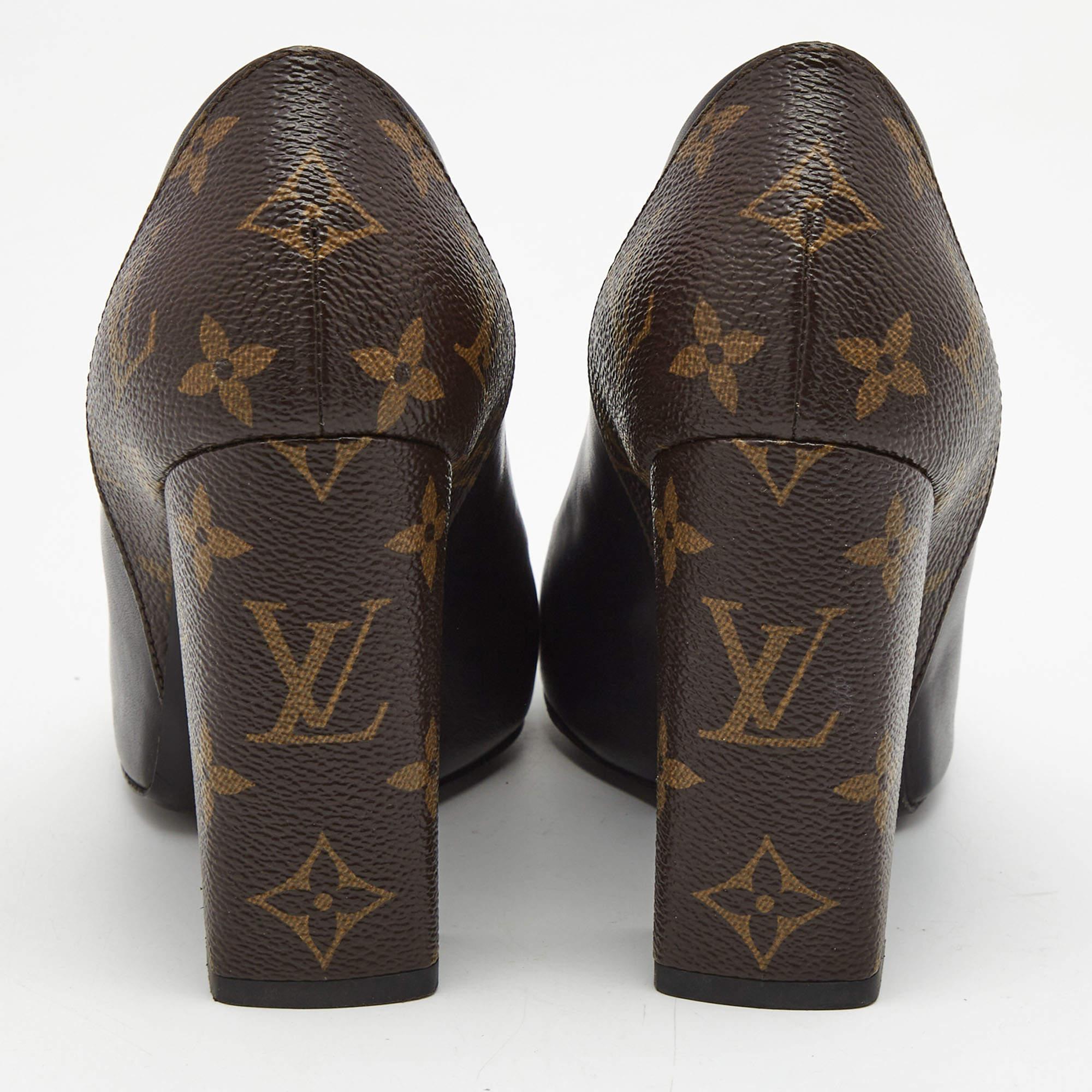 Louis Vuitton Black Monogram Canvas and Leather Matchmake Pumps Size 36.5 In Good Condition In Dubai, Al Qouz 2