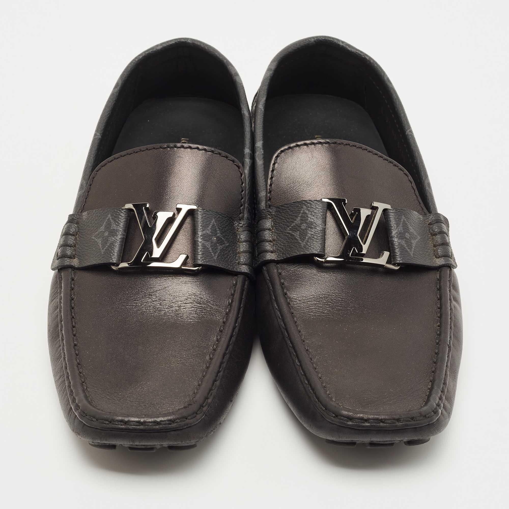 Men's Louis Vuitton Black Monogram Canvas and Leather Monte Carlo Loafers