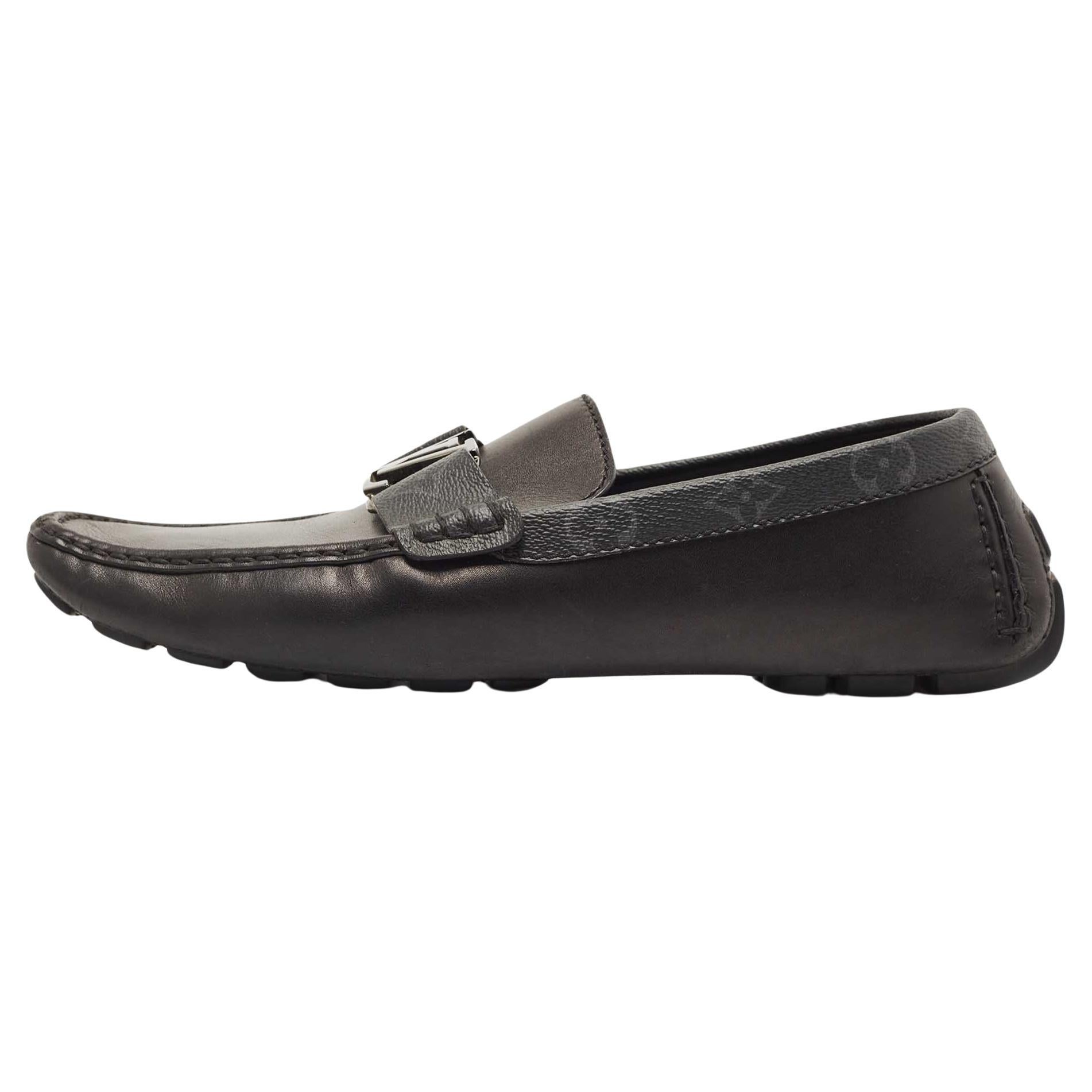 Louis Vuitton Black Monogram Canvas and Leather Monte Carlo Loafers