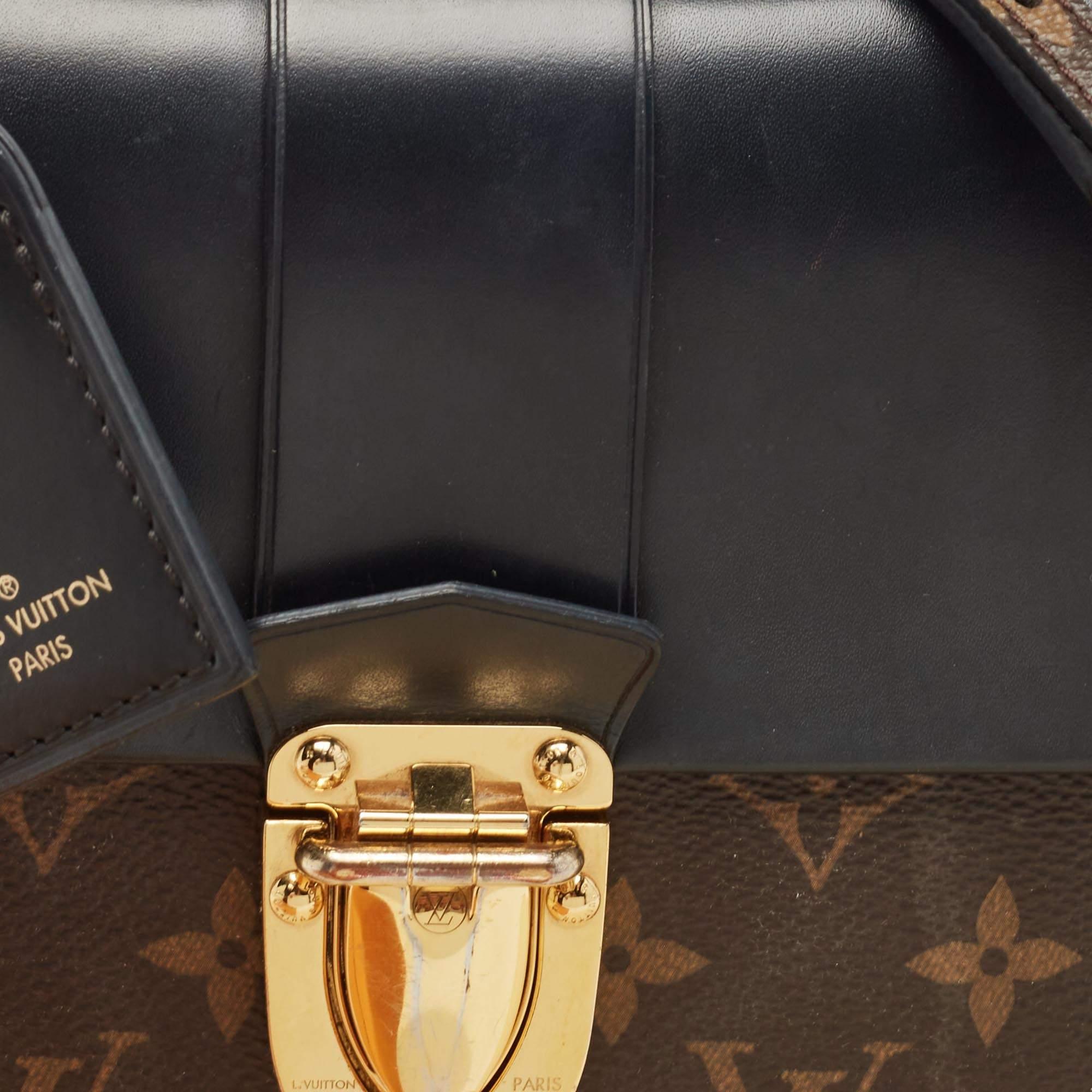 Louis Vuitton Borsa Monogram nera in tela e pelle con un manico e patta MM 7