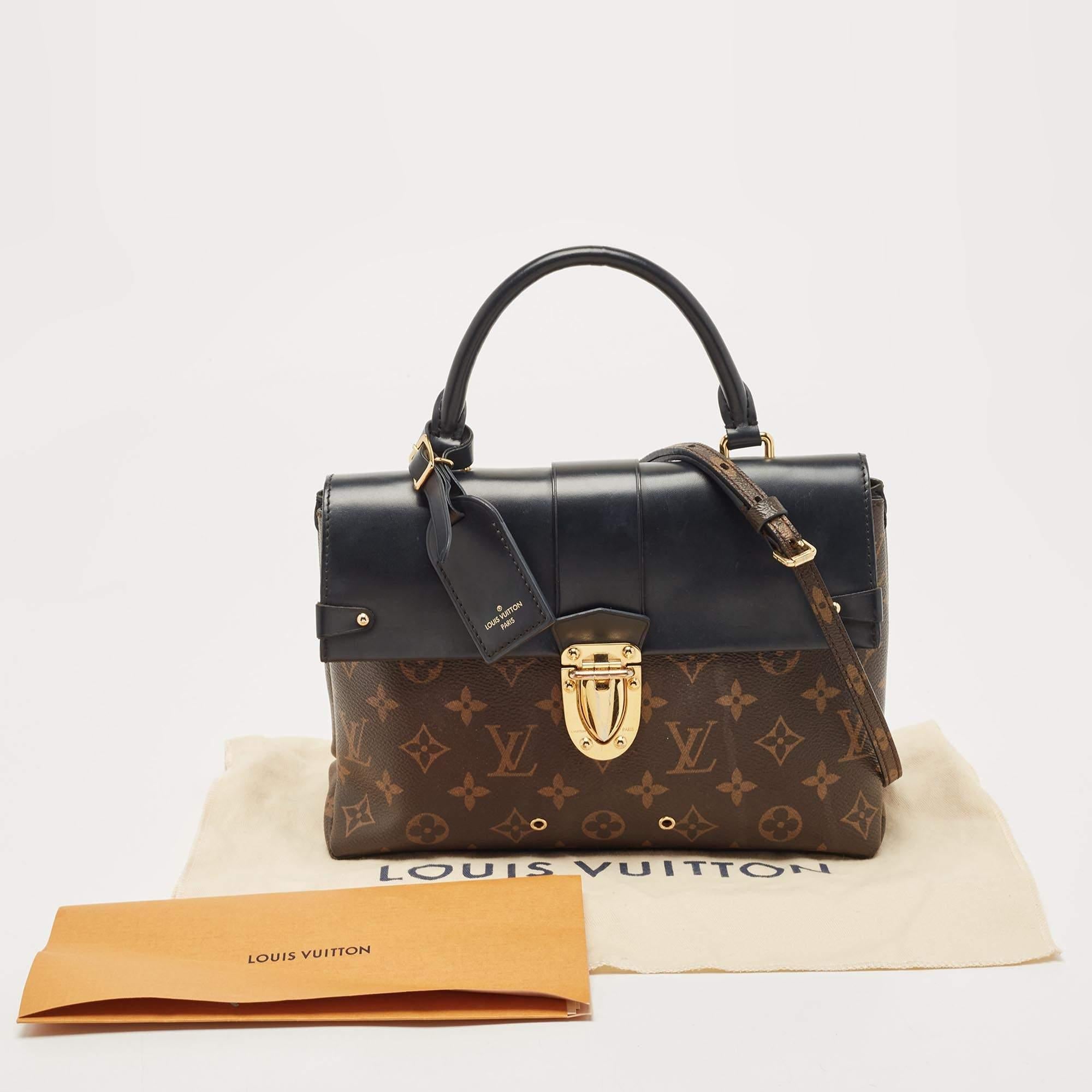 Louis Vuitton Borsa Monogram nera in tela e pelle con un manico e patta MM 8