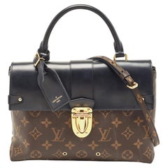 Louis Vuitton Borsa Monogram nera in tela e pelle con un manico e patta MM