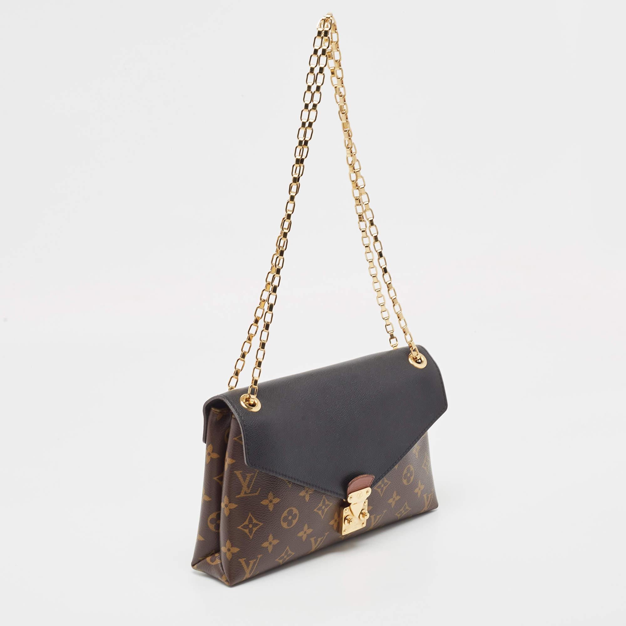 Louis Vuitton Black Monogram Canvas and Leather Pallas Chain Bag In Good Condition In Dubai, Al Qouz 2
