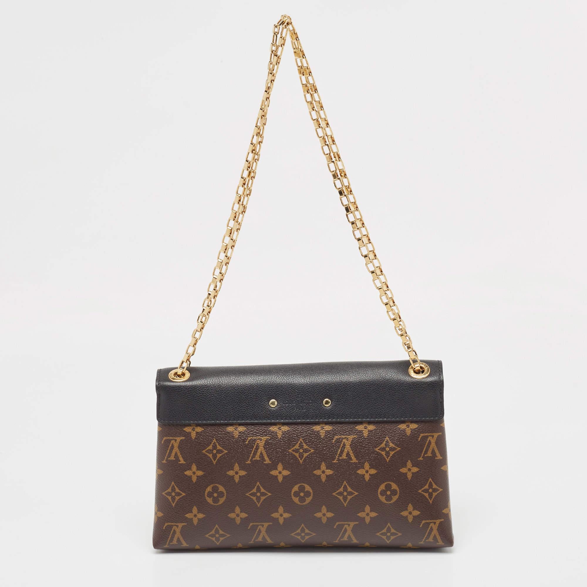 Women's Louis Vuitton Black Monogram Canvas and Leather Pallas Chain Bag