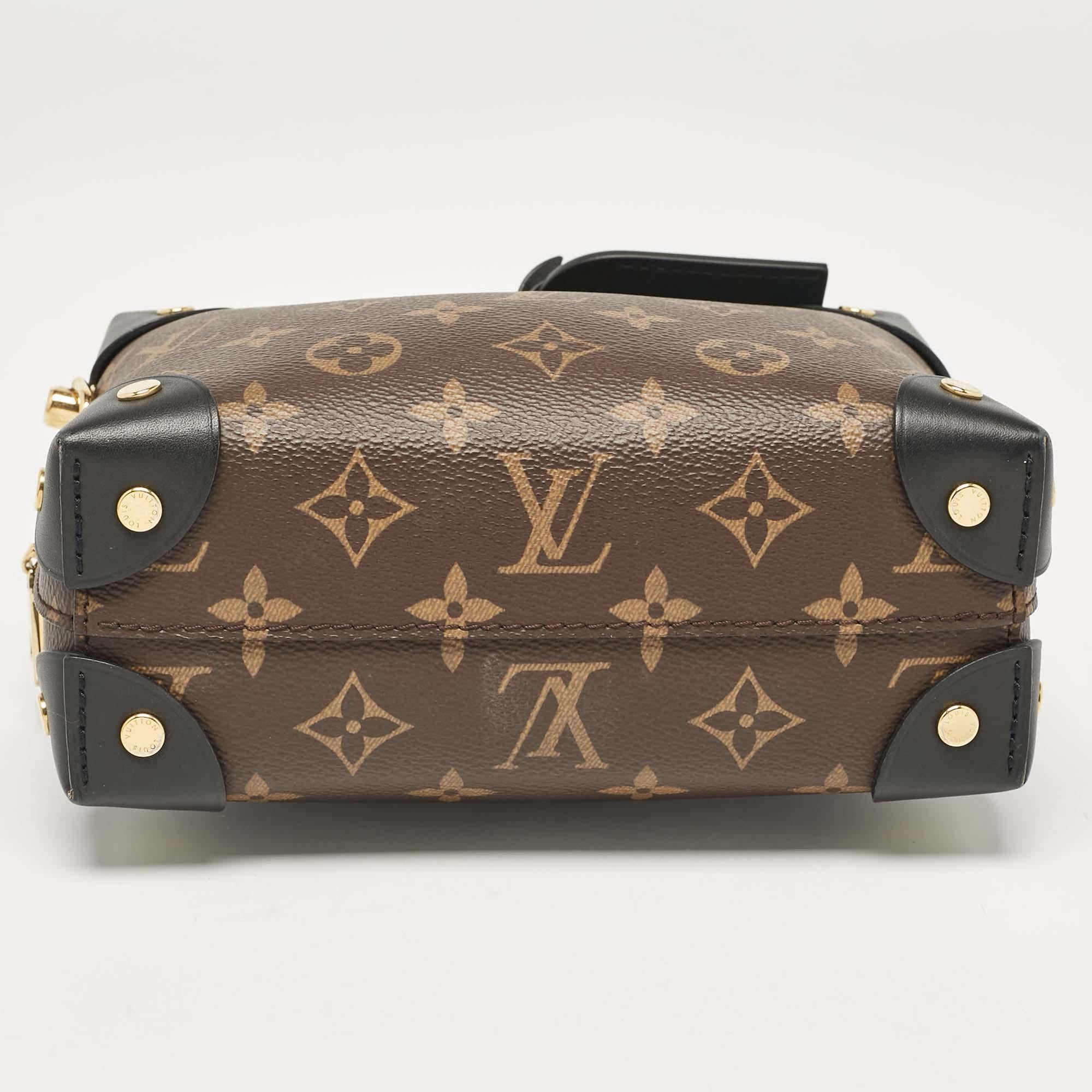 Louis Vuitton Black Monogram Canvas and Leather Petite Malle Souple Bag For Sale 2