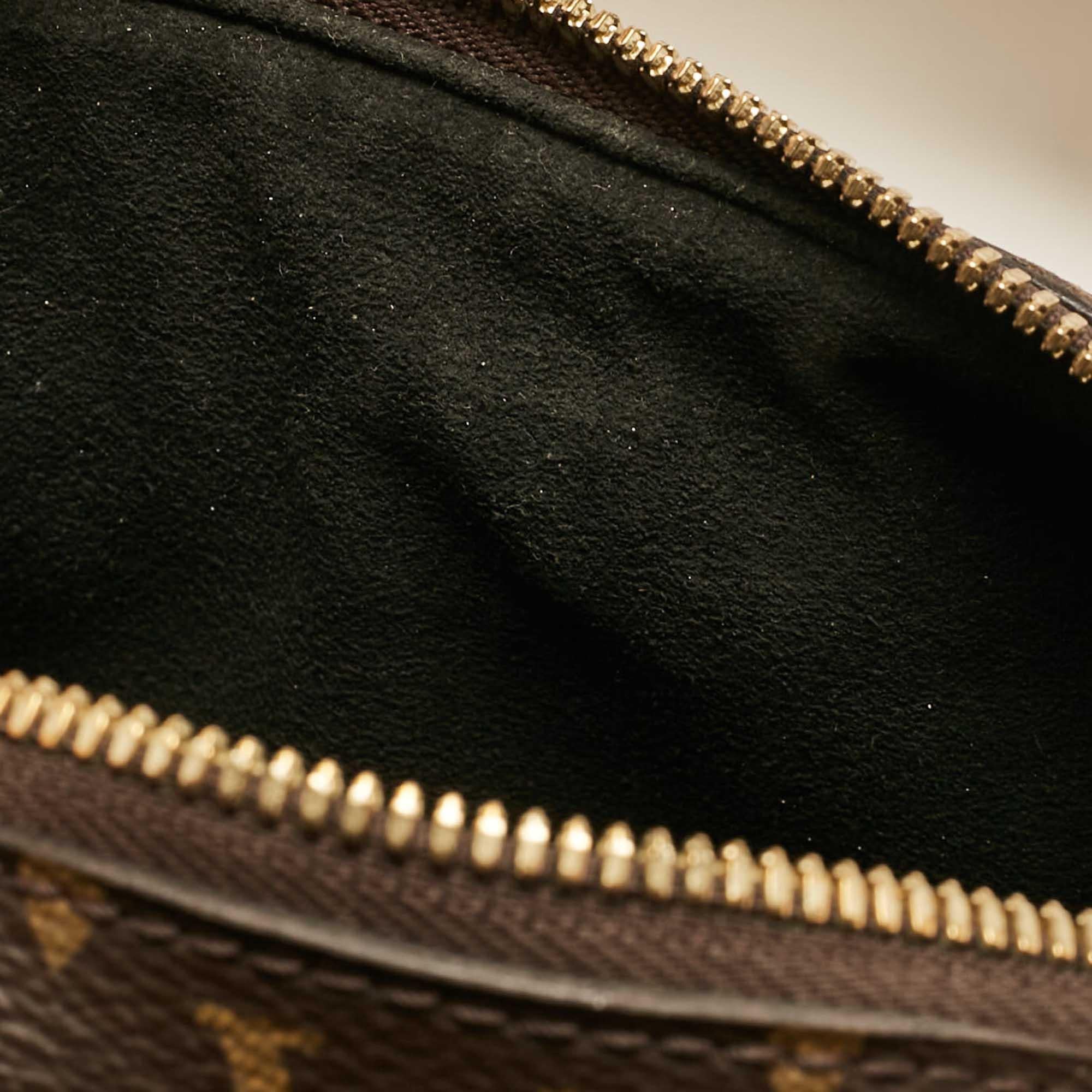 Louis Vuitton Black Monogram Canvas and Leather Petite Malle Souple Bag For Sale 3