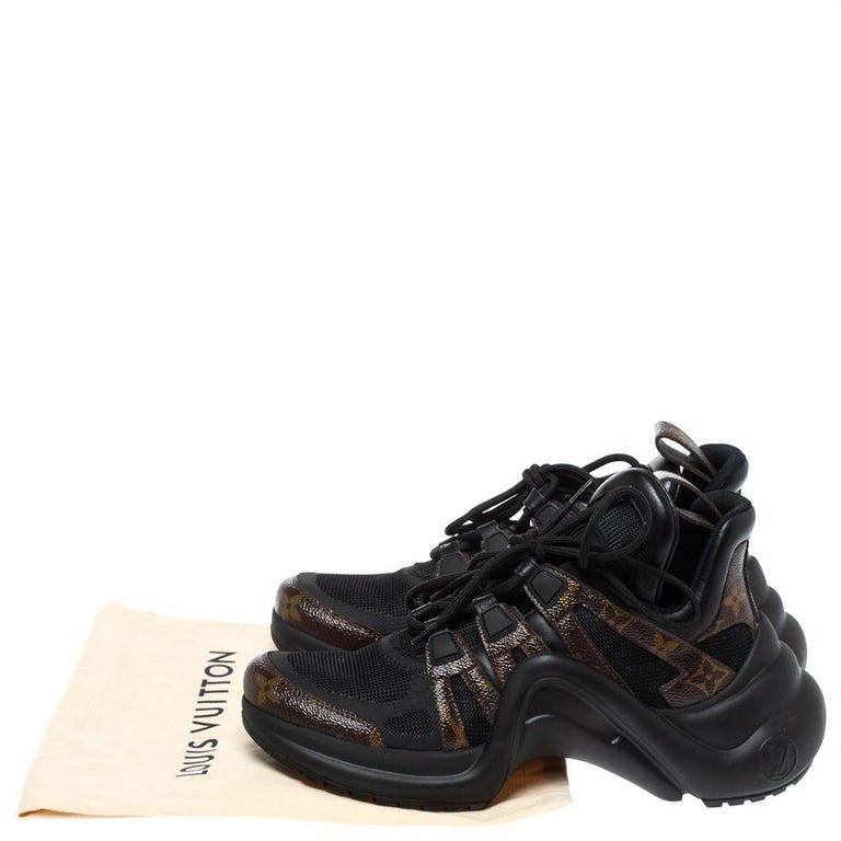 Louis Vuitton LV Archlight Sneakers Black Mesh & White Leather Size 38