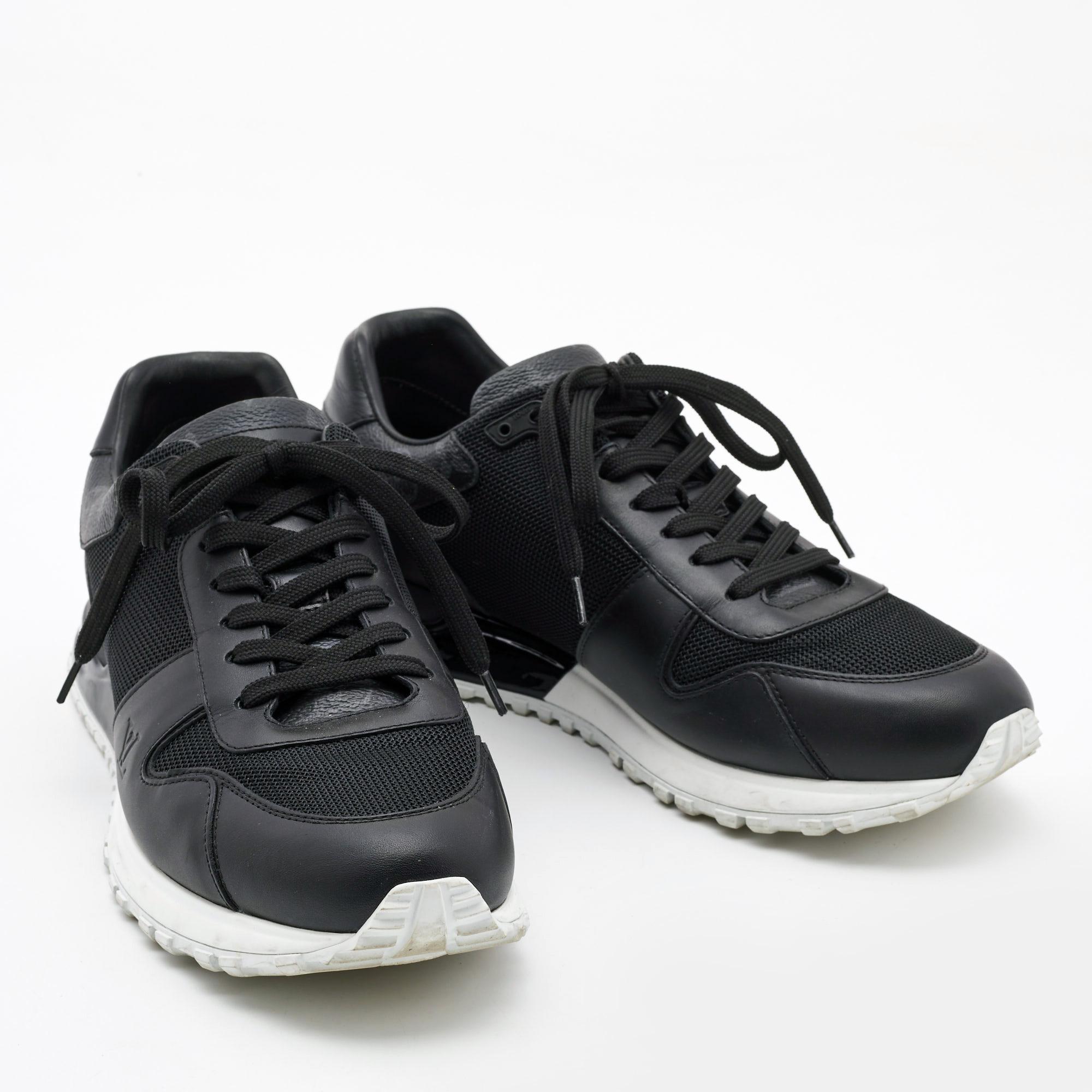 Men's Louis Vuitton Black Monogram Canvas and Mesh Run Away Lace Up Sneakers Size 41.5 For Sale